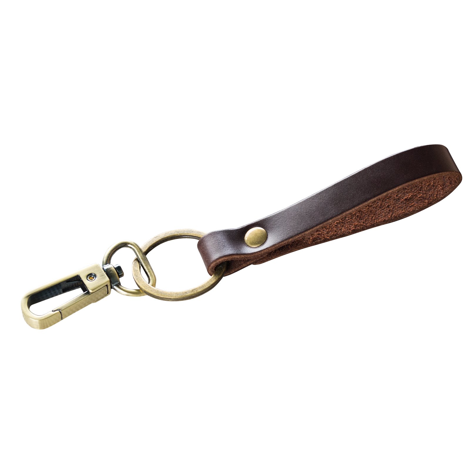 Premium Leather Keychain for Car & Home - Stylish Key Ring Strap Holder with Secure Clasp for Women & Men (Dark Coffee) - Perfect for Everyday Use, Gifts & Key Organization