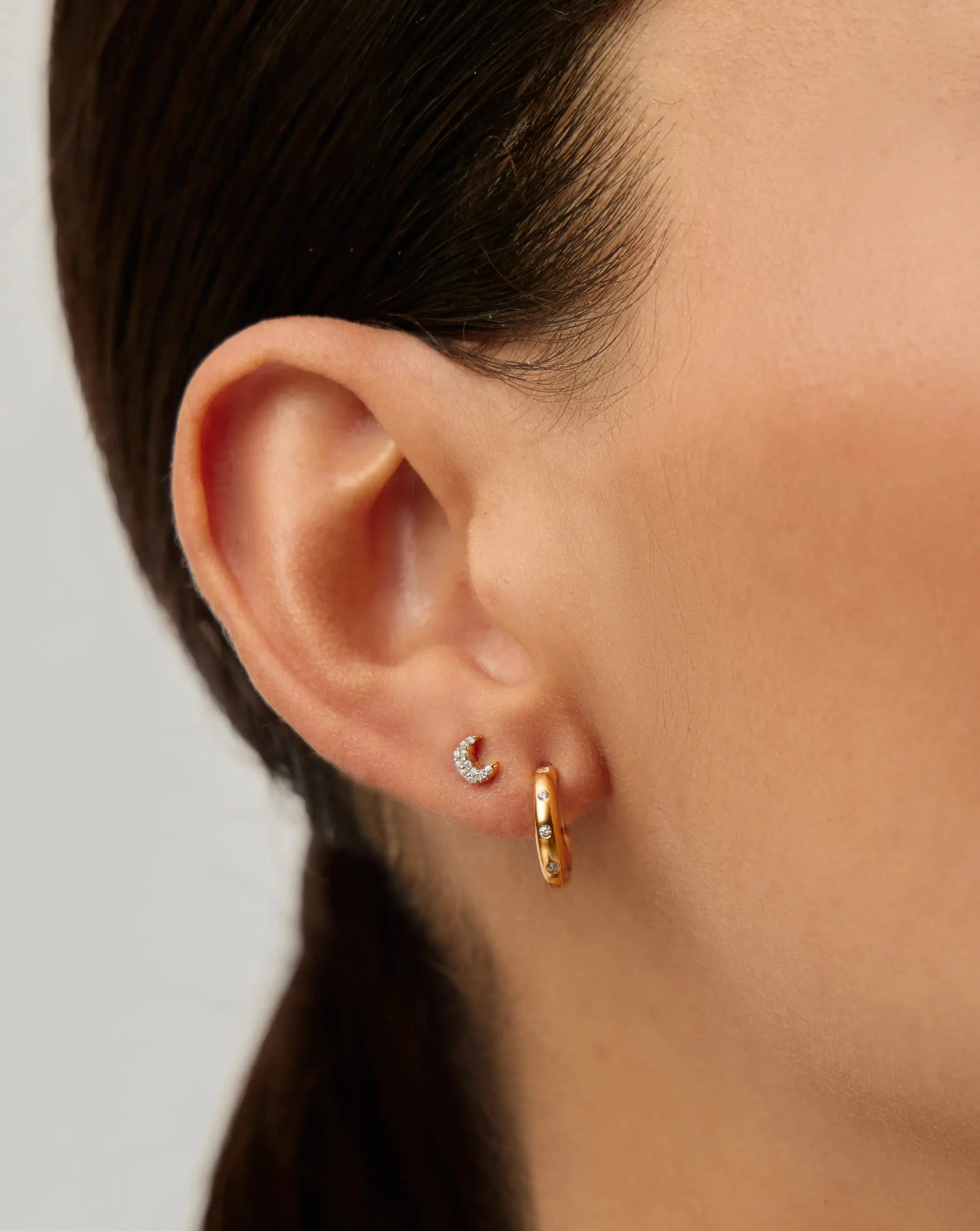 Pave Star Moon Stud Earrings - Sparkling Silver-Tone Dainty Earrings for Women | Perfect for Date Night, Parties & Everyday Wear