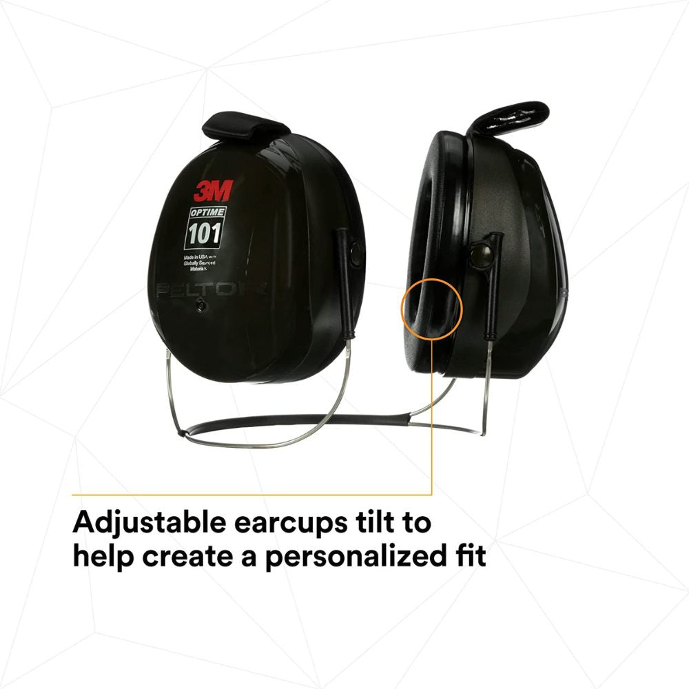 3M H7B PELTOR Optime 101 Behind-the-Head Earmuffs - 27dB NRR Hearing Protection for Shooting, Construction & Industrial Noise Reduction
