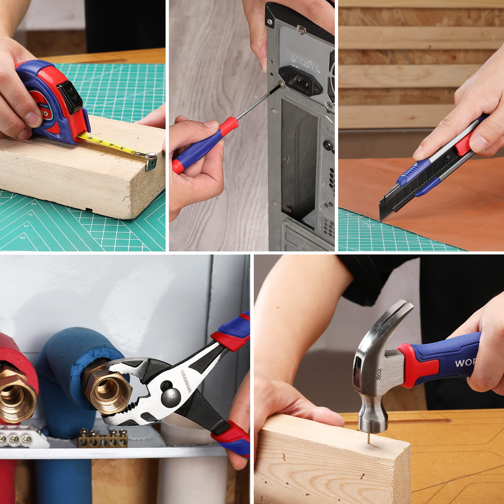 WORKPRO 18-Piece Home Tool Kit with 3.7V Rechargeable Rotating Electric Screwdriver | General Household Repair Tool Set with Portable Toolbox | Perfect for DIY Projects, Home Maintenance, Garage Work & College Dorm Essentials