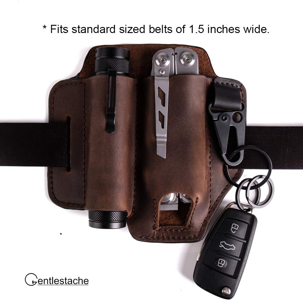 **Leatherman Multitool Sheath - Genuine Leather EDC Pocket Organizer with Key Holder & Flashlight Pouch | Belt-Compatible for Outdoor, Camping & Everyday Carry**