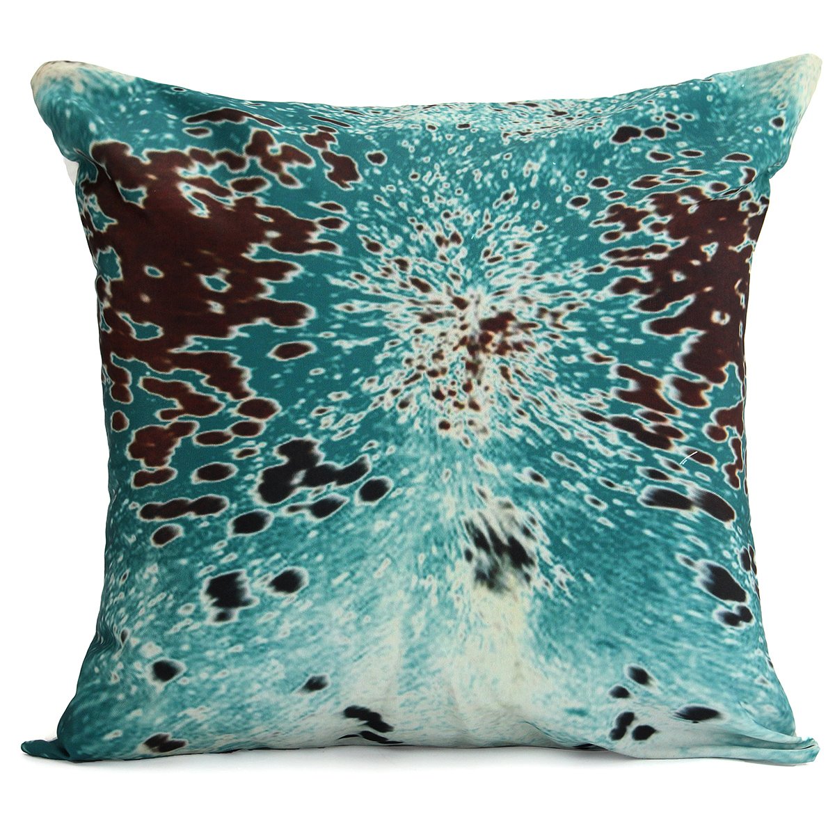 Premium 45x45cm Turquoise Cowhide Look Throw Pillow Case Cover - Decorative Cushion Cover for Sofa, Bed, Chair - 1PC - Soft & Stylish Home Decor Accessory for Living Room, Bedroom, Office