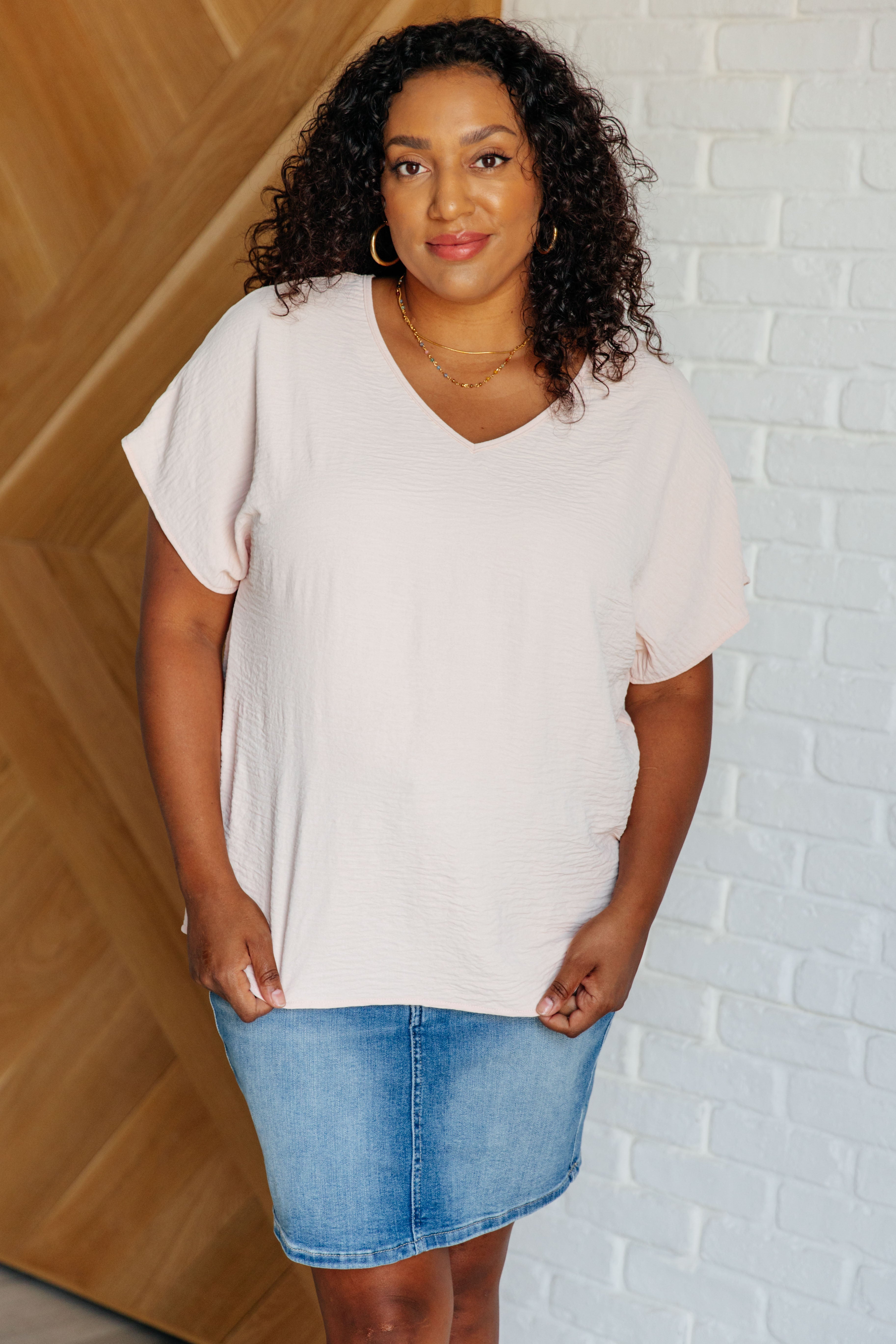 Blush V Neck Top for Women - Soft & Comfortable FAQ T-Shirt - Perfect for Casual Wear, Work & Everyday Outfits