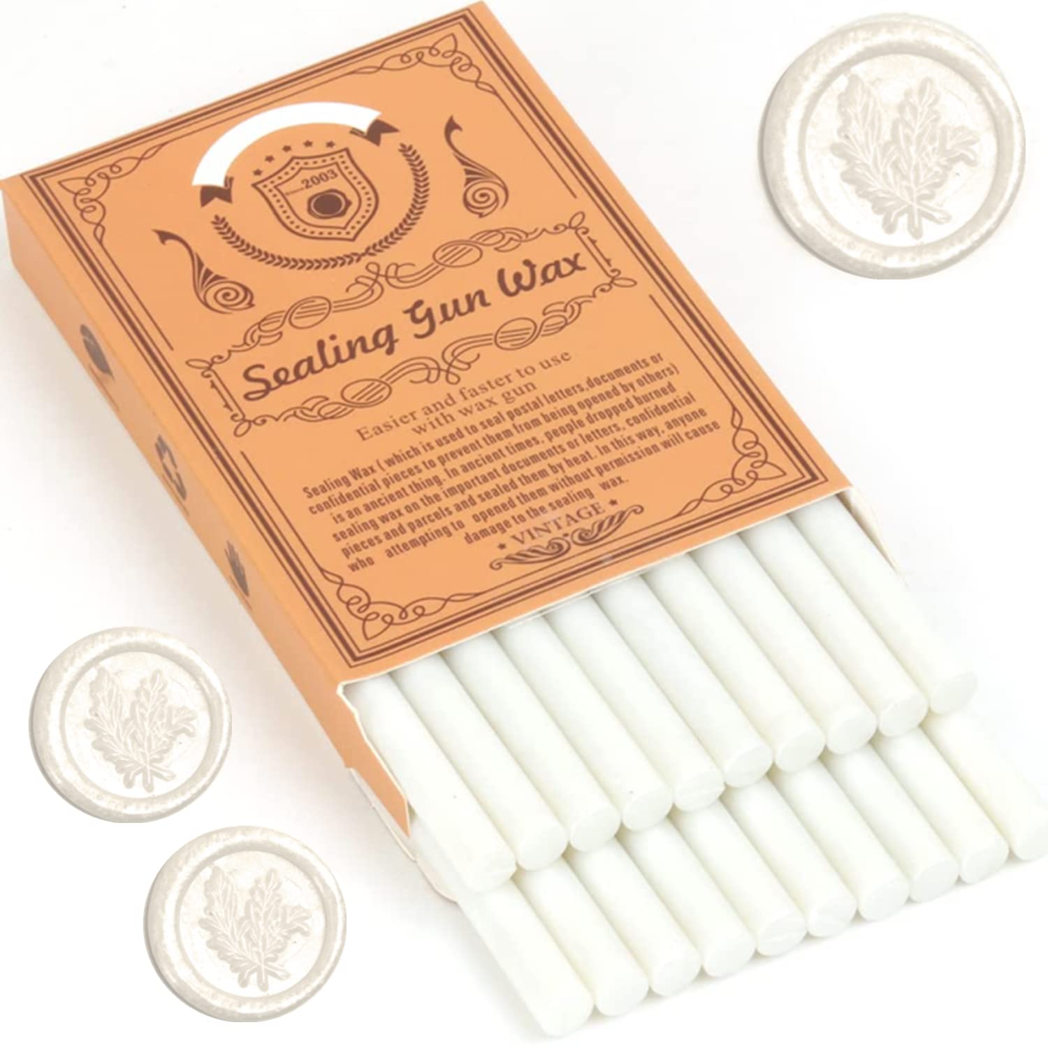 ONWINPOR 20pcs Pearl White Wax Seal Sticks - 0.28