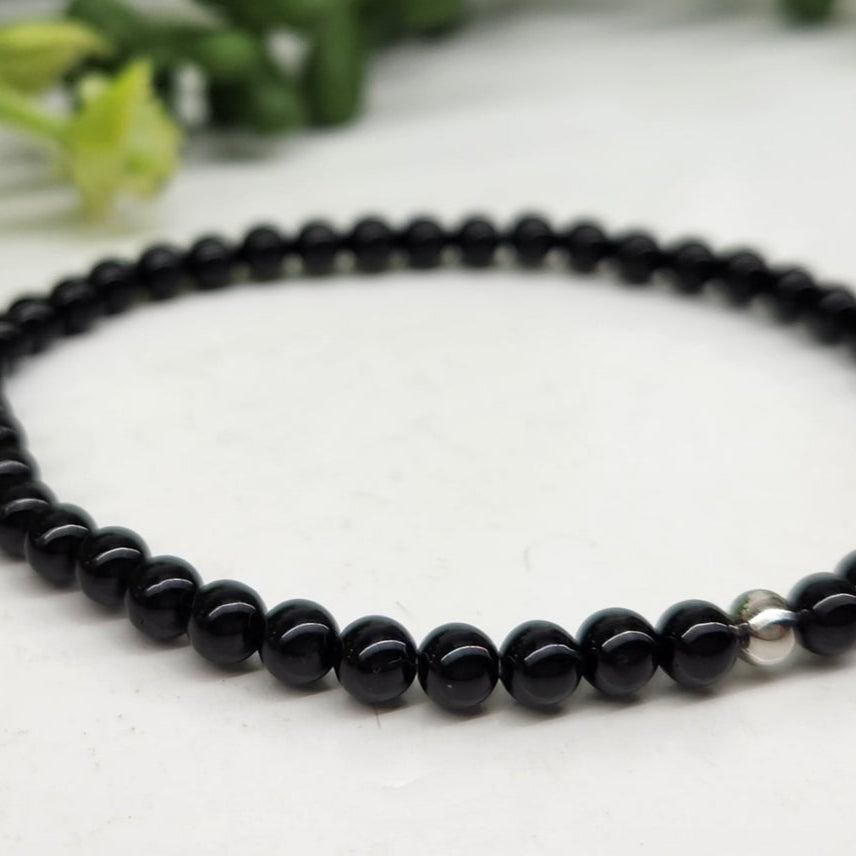 Black Obsidian Smooth Bead Stretch Bracelet for Women - Healing Crystal Jewelry for Stress Relief & Protection - Perfect for Meditation, Yoga & Spiritual Gifts