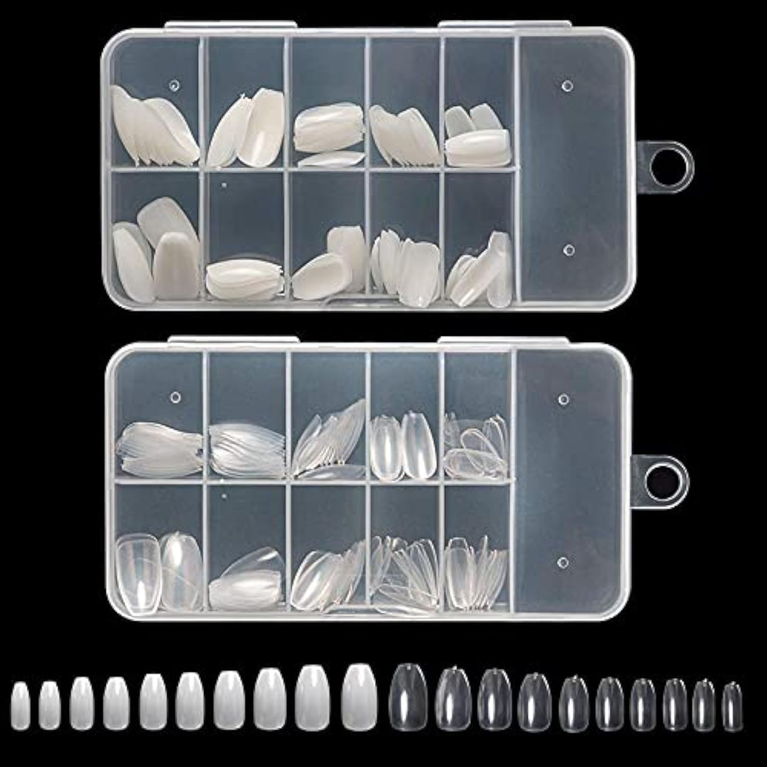 BeliciaZA 200Pcs Short Coffin Shape Acrylic Nail Tips - Clear Natural Full Cover Artificial Ballerina Fake Nails with Storage Box | Perfect for Nail Salon, DIY Manicure, Party & Special Occasions