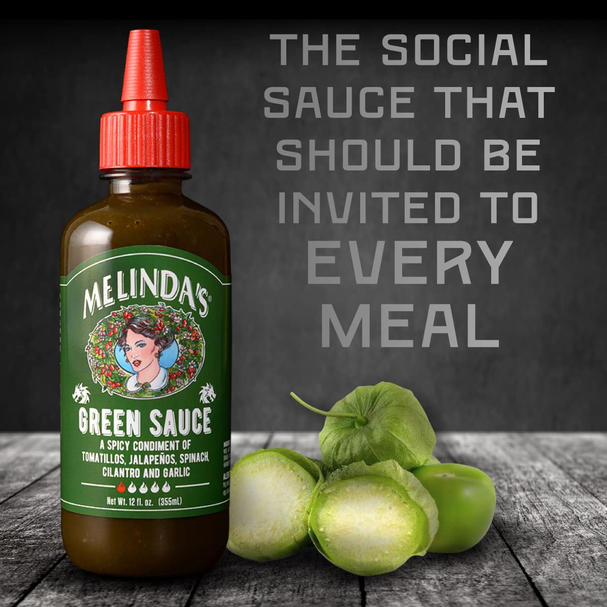 Melinda's Mild Green Chile Hot Sauce - 12 oz Bottle | Gourmet Verde Sauce with Fresh Tomatillos, Jalapeño, Spinach & Cilantro | Kosher Certified | Perfect for Tacos, Burritos, Eggs & Grilled Meats
