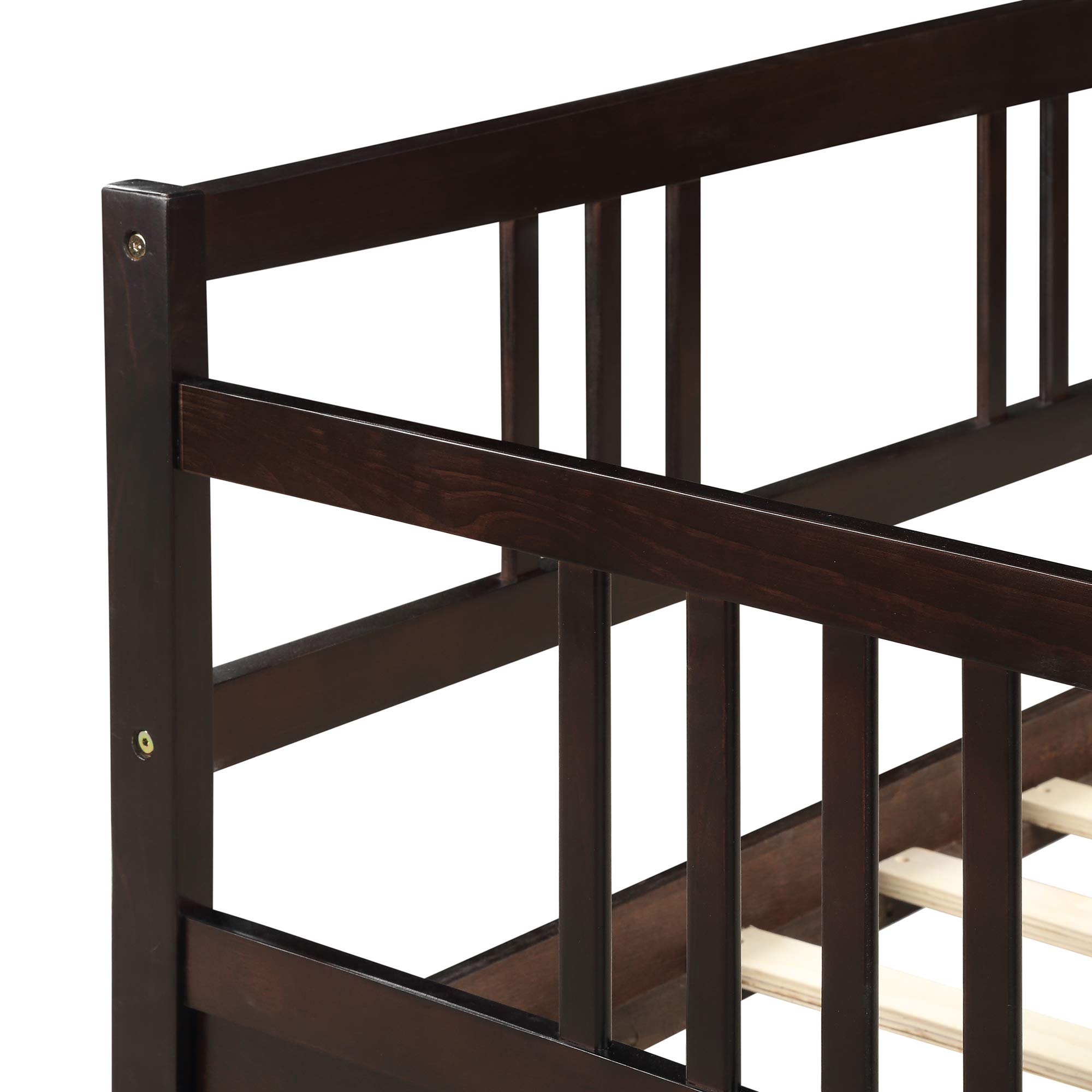 Full Size Wooden Daybed with 10 Wooden Slats - Solid Wood Multi-Functional Daybed in Espresso Finish | Perfect for Guest Rooms, Dormitories, and Cozy Living Spaces
