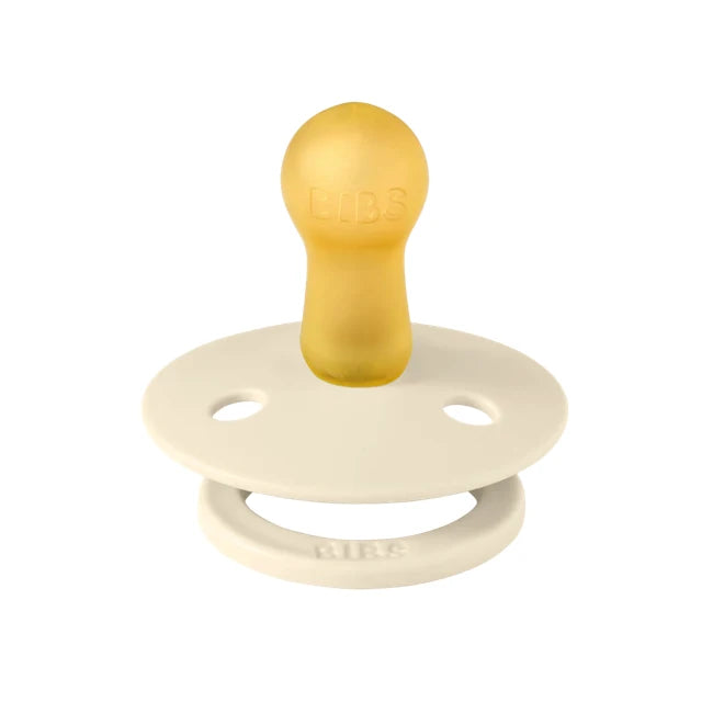 Bibs Studio Original Color Collection Round Latex Pacifier 2-Pack (Ivory/Vanilla) - Soothing Baby Pacifier for Newborns & Infants, Daycare & Travel Essentials