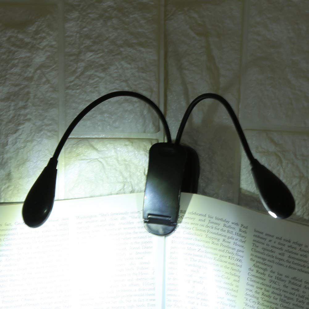 Dual Head LED USB Rechargeable Book Light - Clip On Reading Lamp for Music Stand & Bedtime Reading - Perfect for Musicians, Students & Night Readers