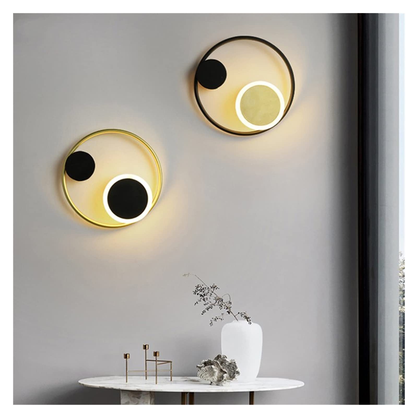 Modern Round LED Wall Lamp - Creative Iron & Aluminum Sconce for Study, Living Room, Bedroom, Corridor Lighting | Energy-Efficient Candle-Style Wall Light for Home & Office Decor