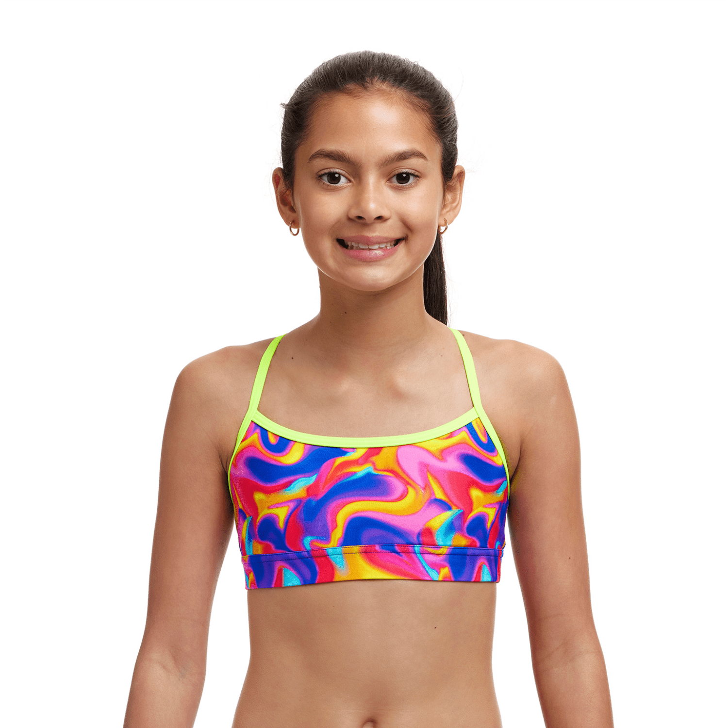 Funkita Summer Swirl Girls' Athletic Swim Top - Perfect for Competitive Swimming, Beach Volleyball & Summer Water Sports