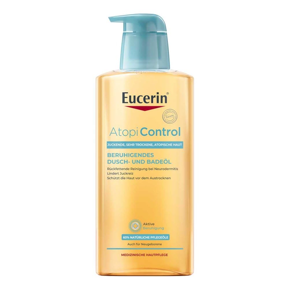 Eucerin Atopicontrol Cleansing Oil with 20% Omega - 400ml for Dry, Sensitive Skin - Gentle Face & Body Wash for Eczema & Dermatitis Relief