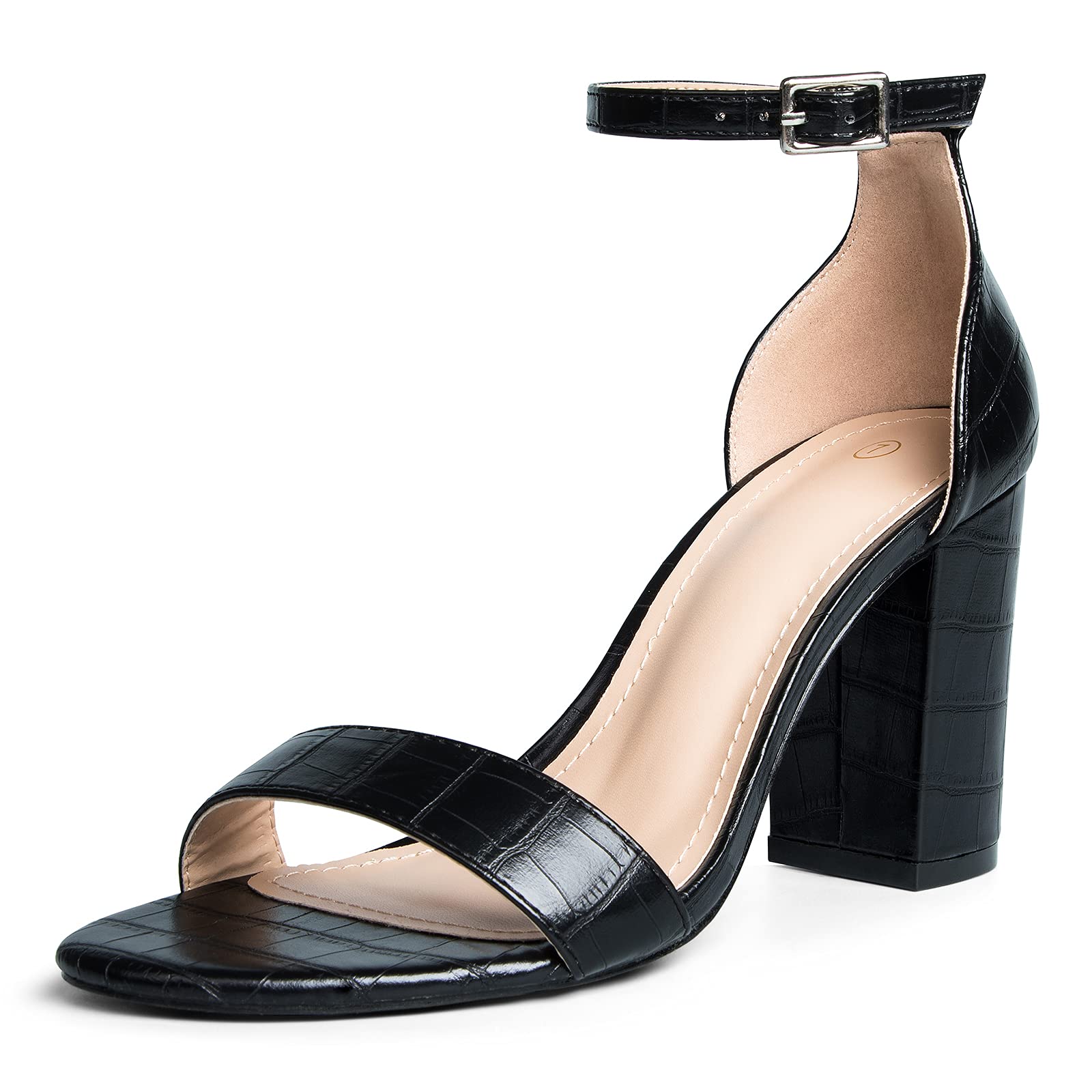 COASIS Women's Chunky Block Heel Sandals - 3.5 Inch Open Toe Ankle Strap Summer Dress Shoes for Weddings, Parties & Beach Vacations