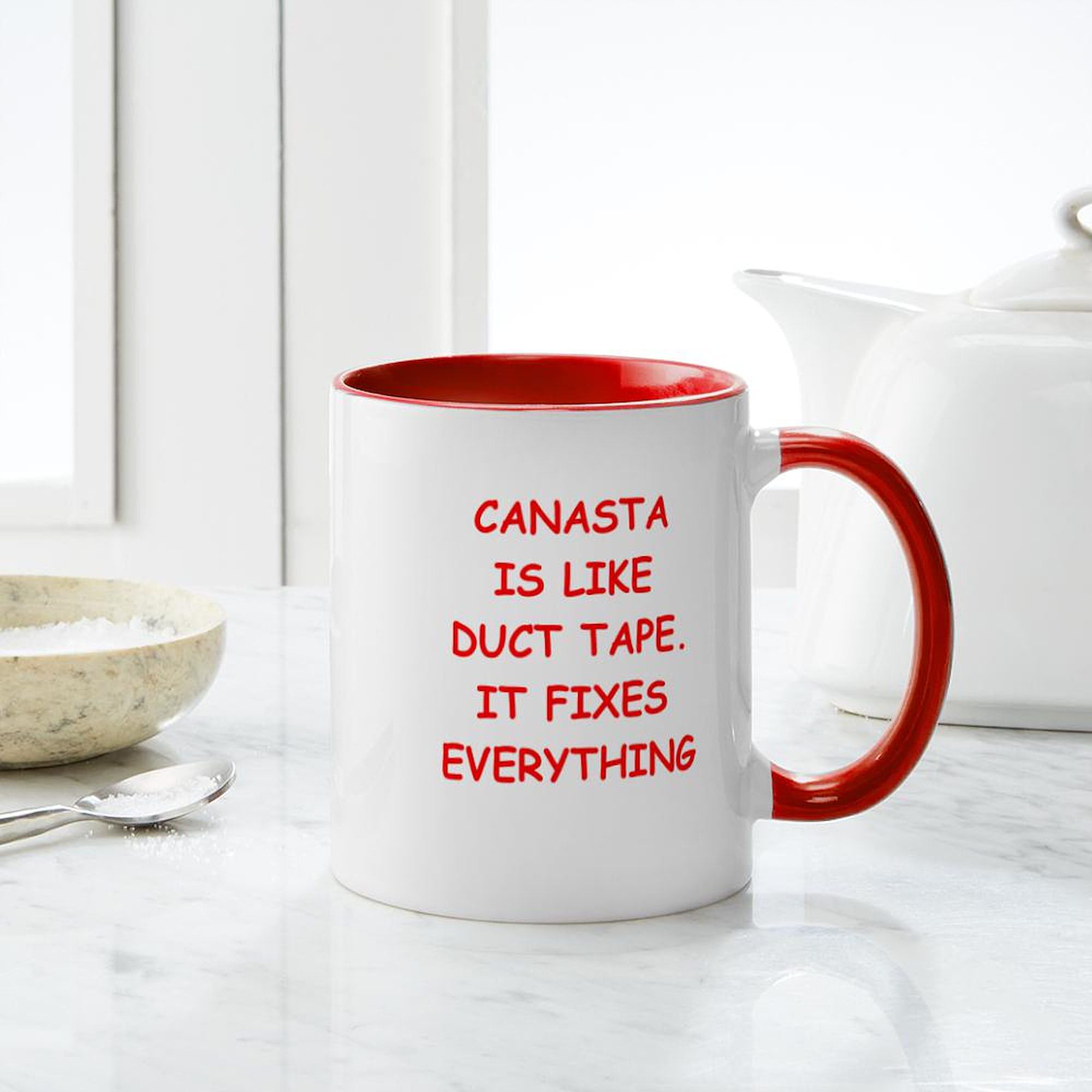 **11 oz (325 ml) Ceramic Coffee Mug - Canasta Design by CafePress - Perfect for Hot Drinks, Office Use & Gift Giving**