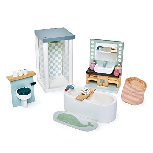Tender Leaf Toys - Dovetail Dollhouse Bathroom Set - Premium Wooden Furniture & Decor for Kids 3+ | Encourages Creative Play, Imaginative Learning | Perfect for Dollhouse Accessories, Pretend Play, and Early Childhood Development