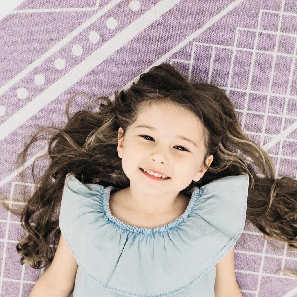 Ruggish Cali Play Rug 4.8 x 7.0 ft - Soft Reversible Baby Playmat with Interactive Map, Waterproof & Non-Slip Nursery Rug for Kids (Lavender) - Perfect for Playrooms, Daycares & Toddler Safe Flooring