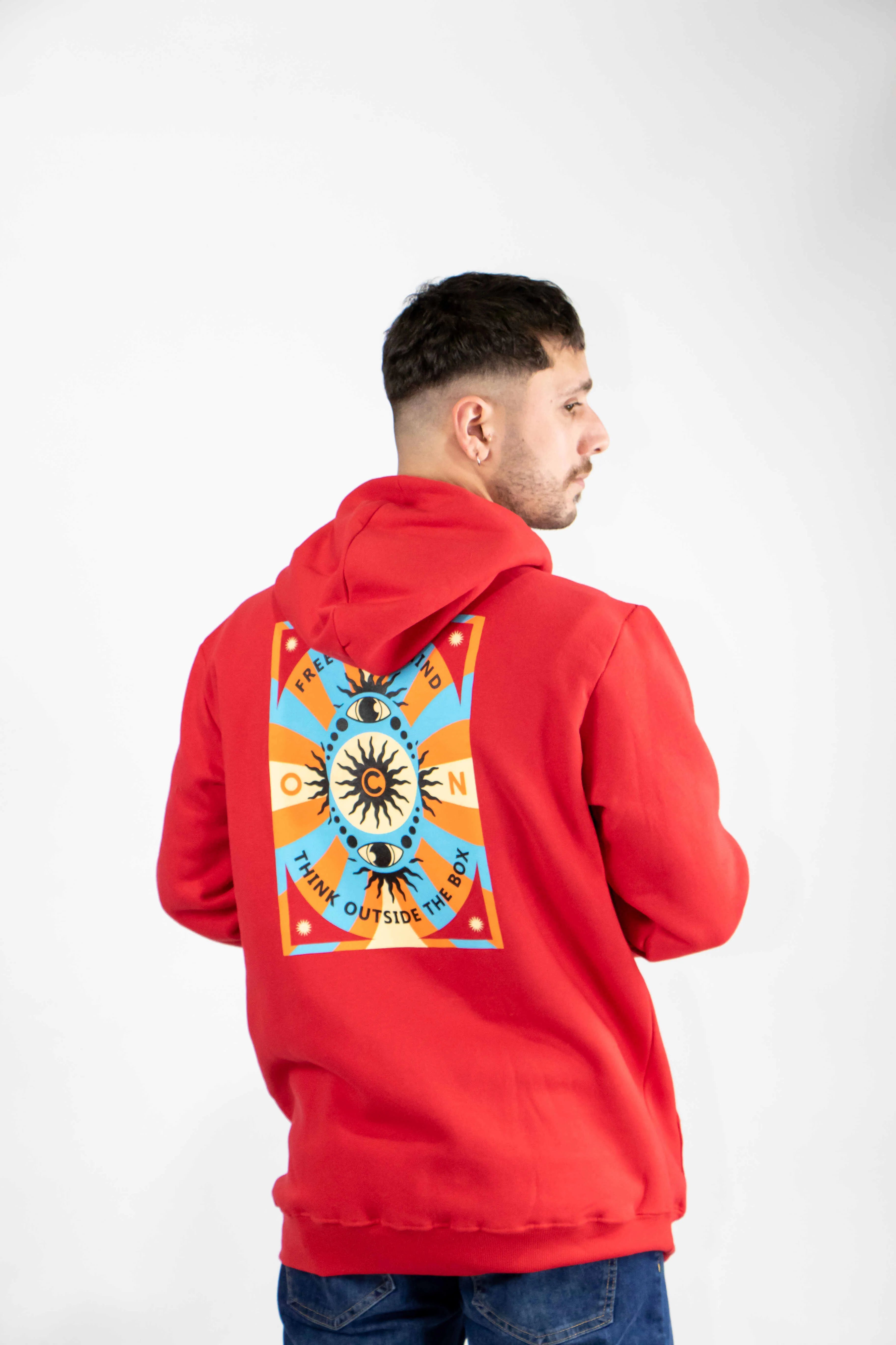 Fitz Roy Red Hoodie - Men's Warm Fleece Pullover for Outdoor Hiking & Casual Wear