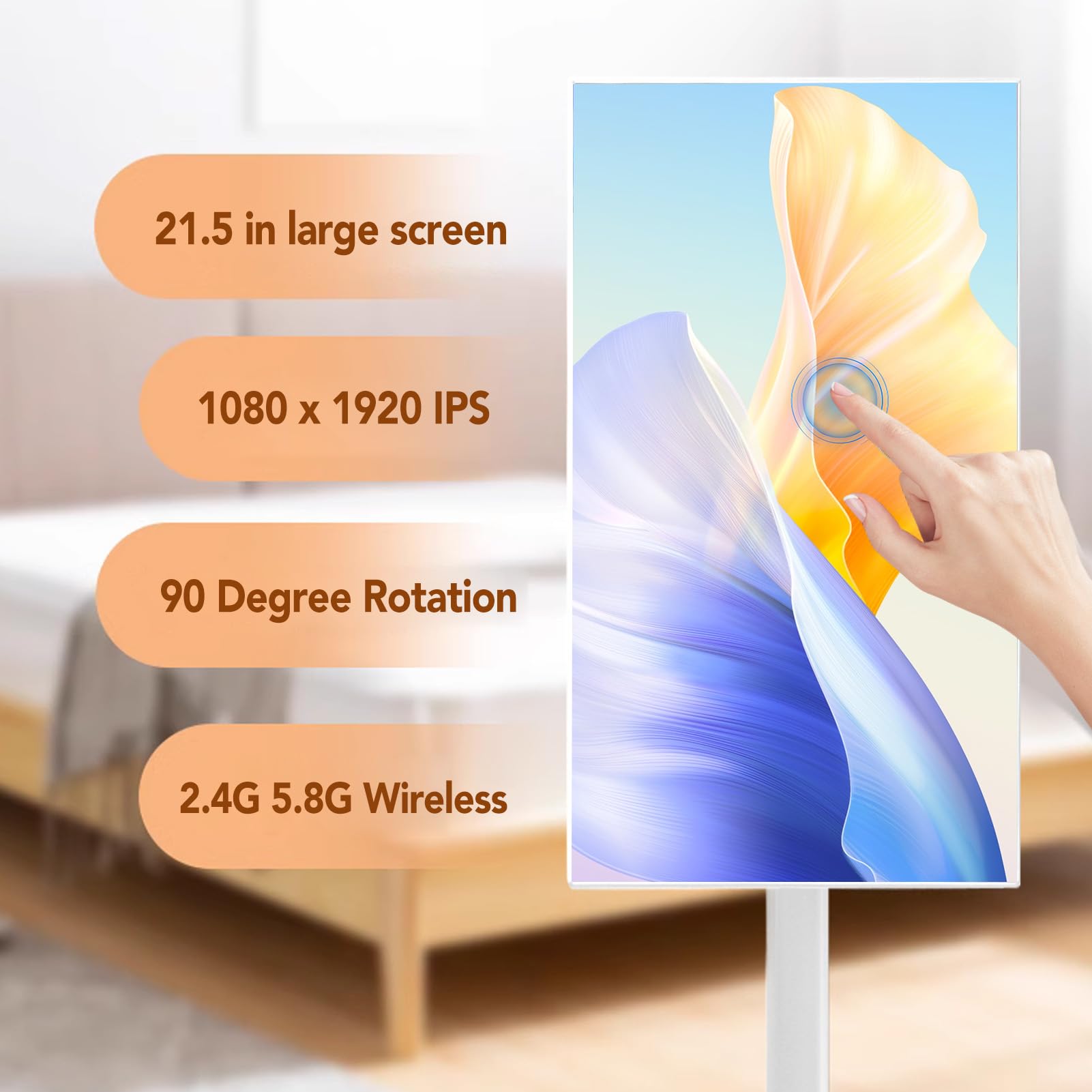 DOACT 21.5 Inch Smart Portable TV with Touch Screen - HD Mobile Television with Silent Wheels for Home, Bedroom, RV & Outdoor Use (#1)