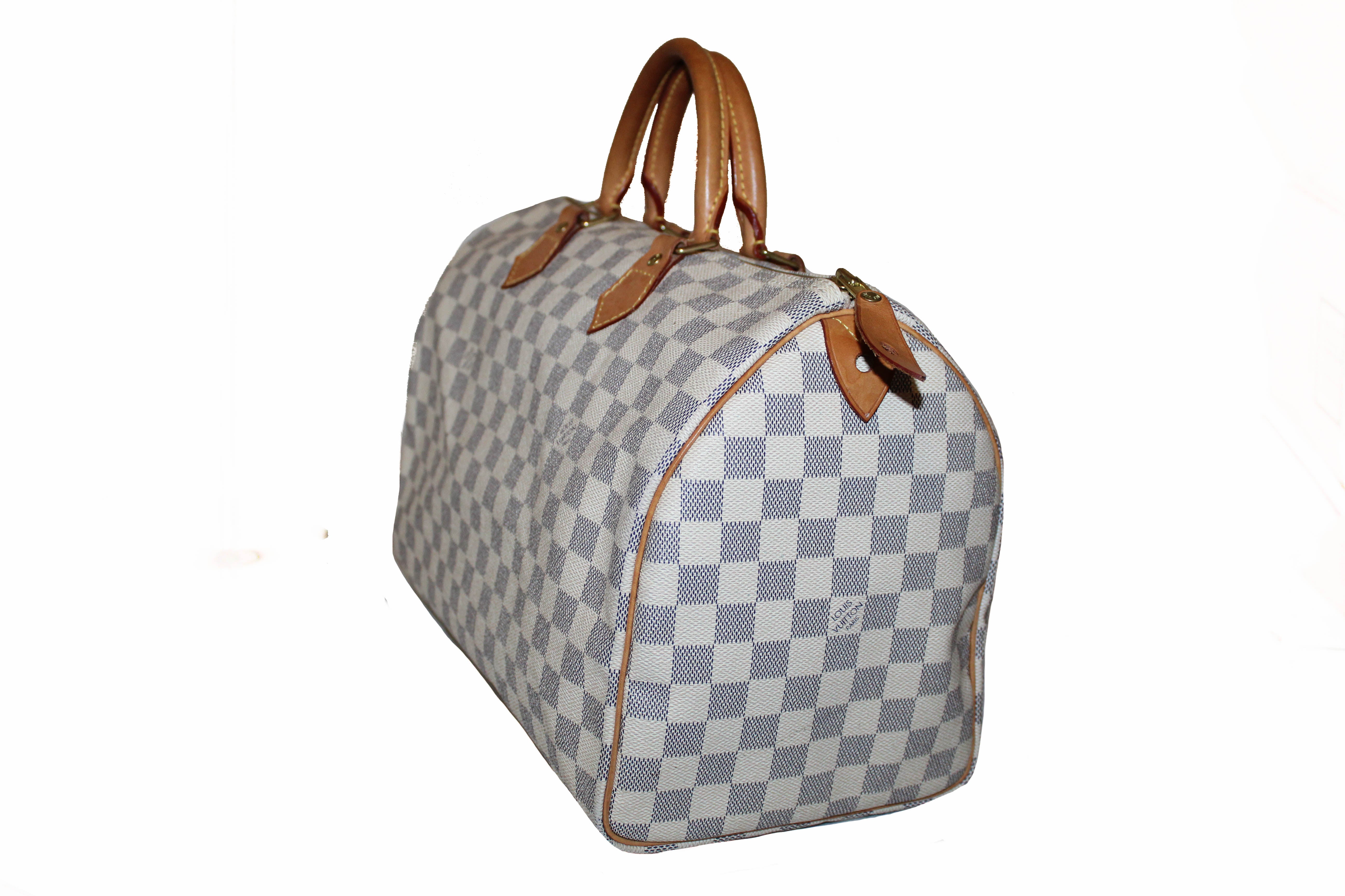 Authentic Louis Vuitton Damier Azur Speedy 35 Handbag - Luxury Designer Tote for Women, Perfect for Travel, Work & Everyday Use