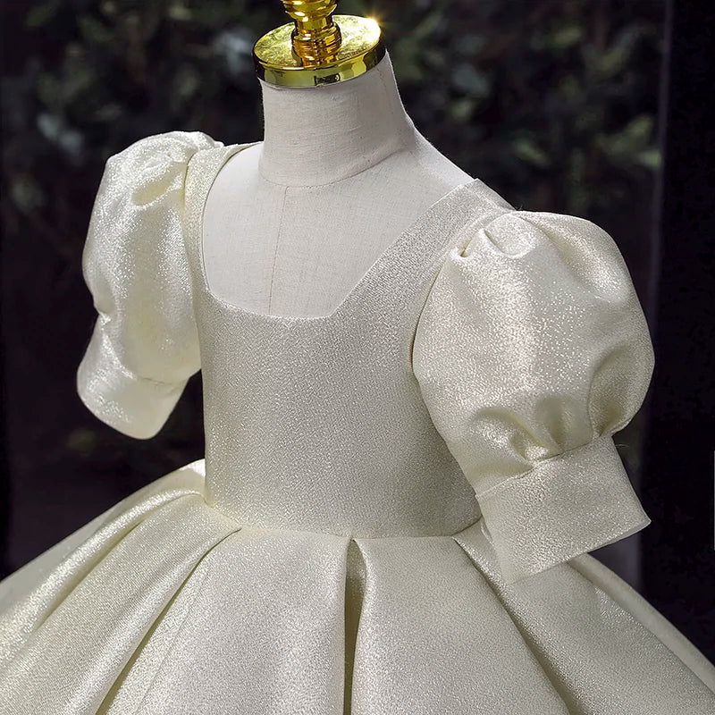 Elegant Baby First Communion Dress for Toddlers - White Lace Formal Gown for Girls - Perfect for Baptism, Christening, and Special Occasions