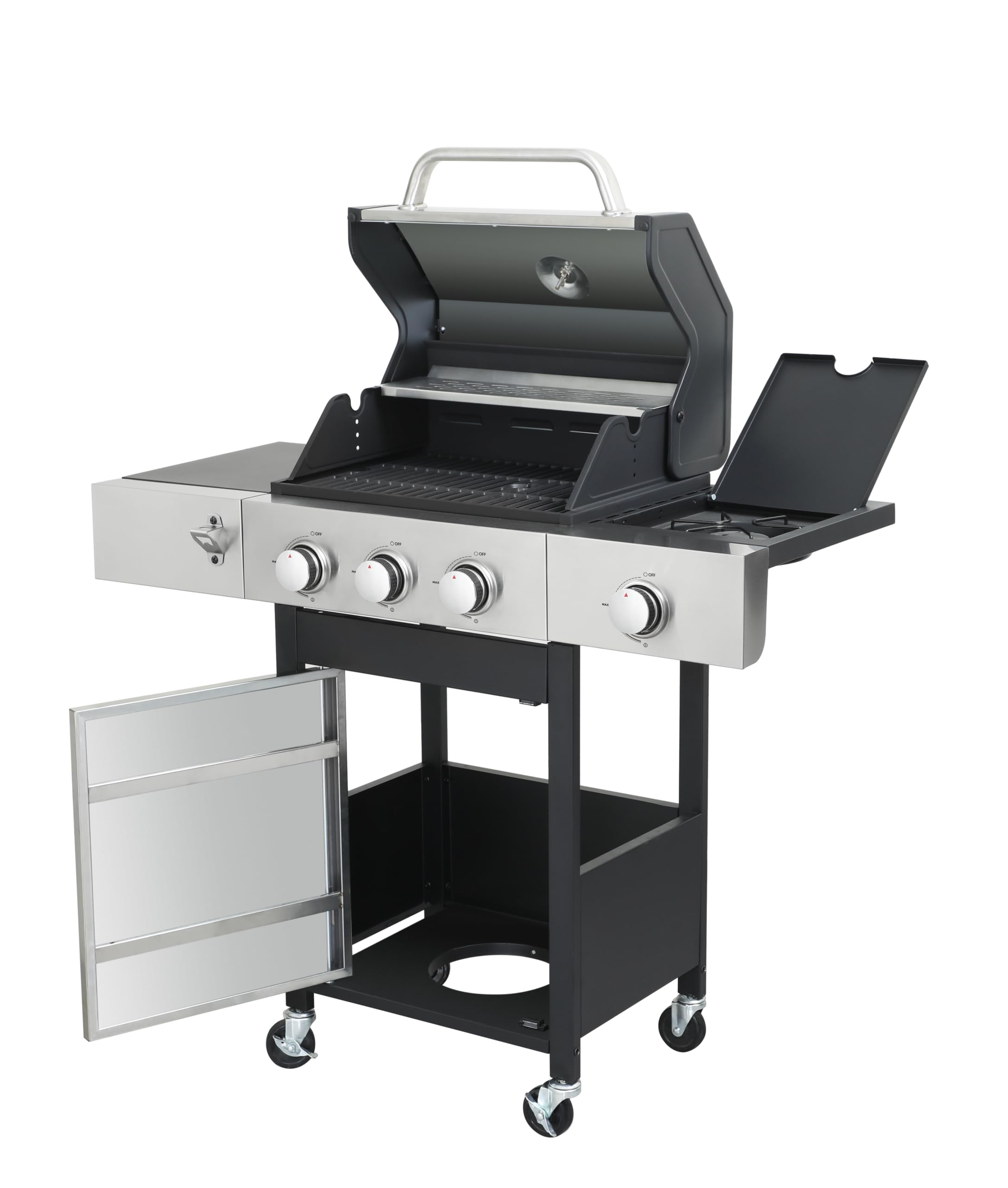 **3+1 Burner Propane Gas BBQ Grill with Side Burner & Enameled Cast Iron Grids – 37,230 BTU Stainless Steel Outdoor Grill for Backyard, Patio, Camping & Tailgating – Perfect for Grilling, Smoking & Entertaining**