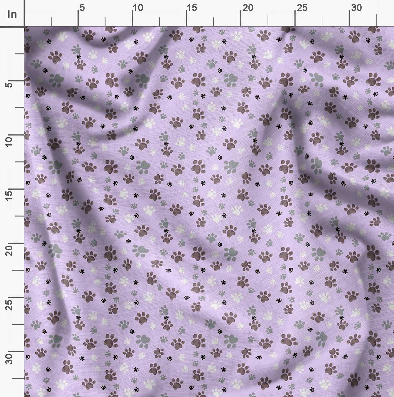 Soimoi 52 Inch Wide Purple Polyester Crepe Fabric by The Yard - Paw Dog Pattern Printed Fabric for DIY Crafts, Sewing Projects, Apparel & Home Decor