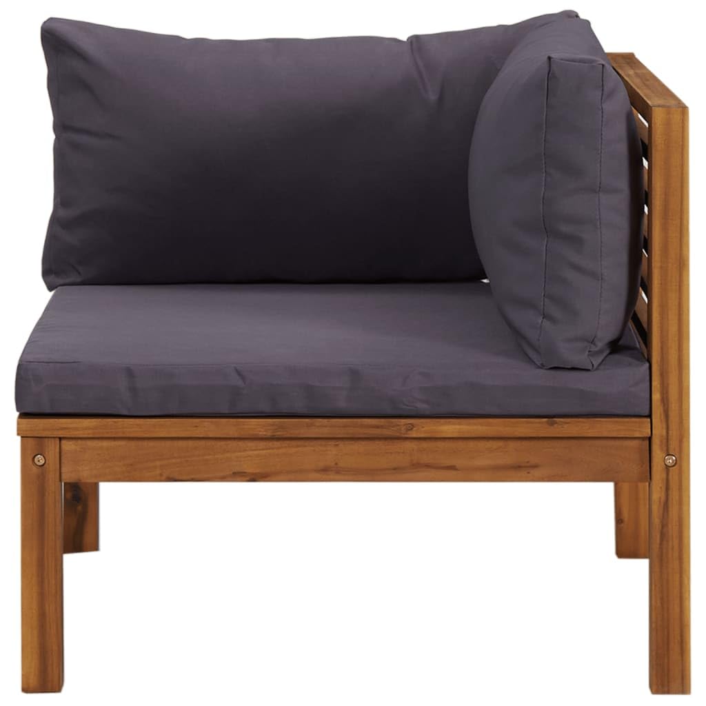 vidaXL Patio Corner Sofa Set with Cushions & Tea Table - Modular Sectional Outdoor Furniture in Solid Acacia Wood - Rustic Garden Sofa for Backyard, Poolside & Patio Relaxation