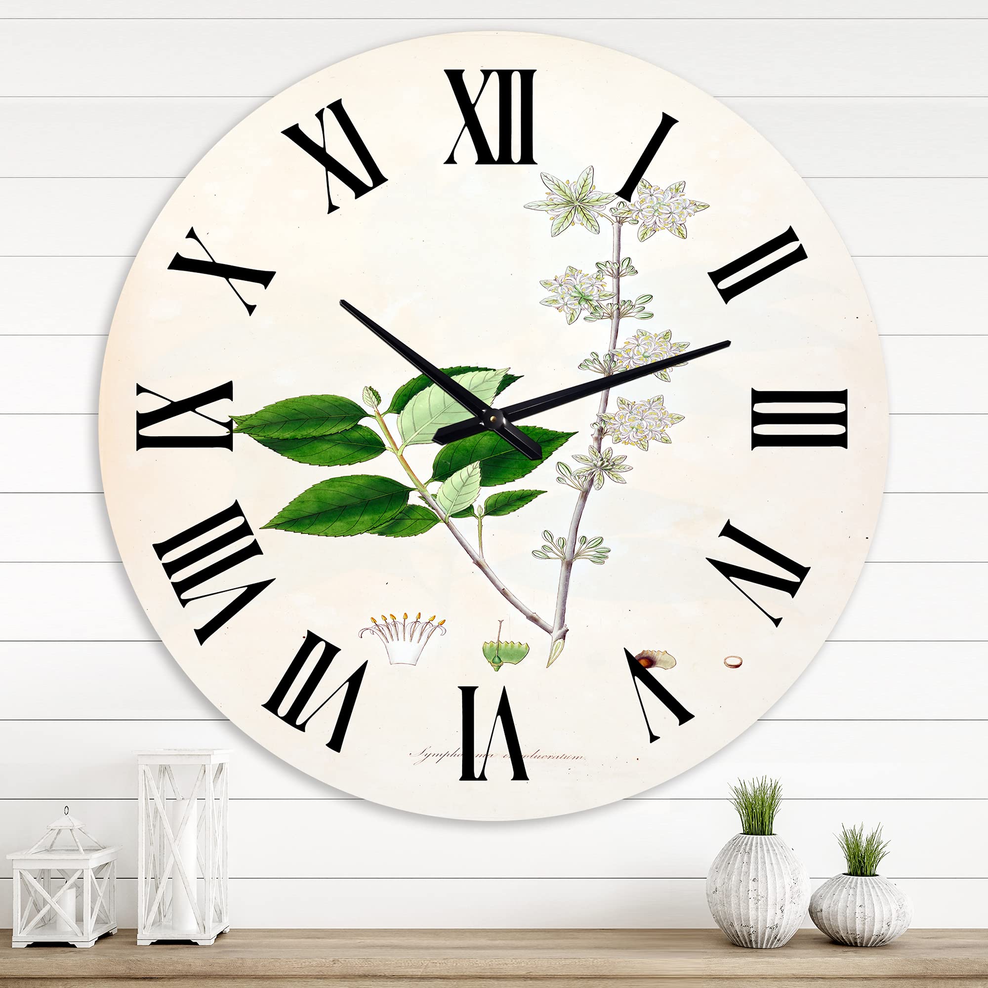 Vintage Farmhouse Wall Clock - Large Floral Botanical Decor for Living Room, Kitchen, Bedroom | Rustic Home Decor with Roman Numerals | Perfect Gift for Housewarming, Wedding & Home Decoration