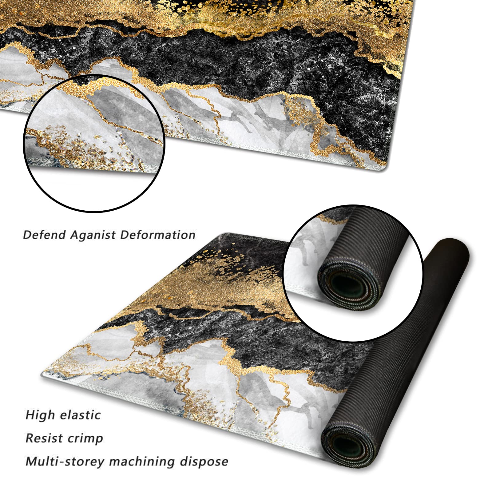 ARTSO Extra Large Gaming Mouse Pad (31.5x15.7 Inch) - Non-Slip Rubber Base with Stitched Edges - XL Keyboard & Mouse Mat for PC, Laptop, Office & Gaming Desk - Black Grey Marble Design - Perfect for Work, Gaming & Home Office Setup