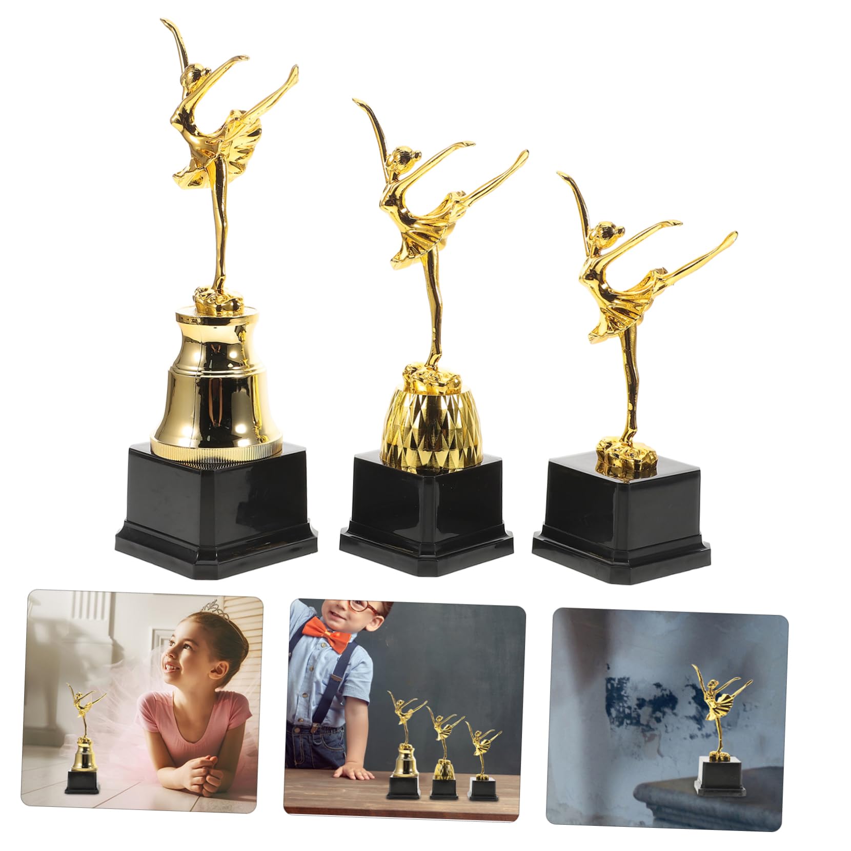 Parliky 3-Piece Winning Dance Trophy Set - Ballet Dancer Award Trophies for Dance Competitions, Recitals & Studio Decor - Perfect for Ballet, Jazz & Contemporary Dance Awards