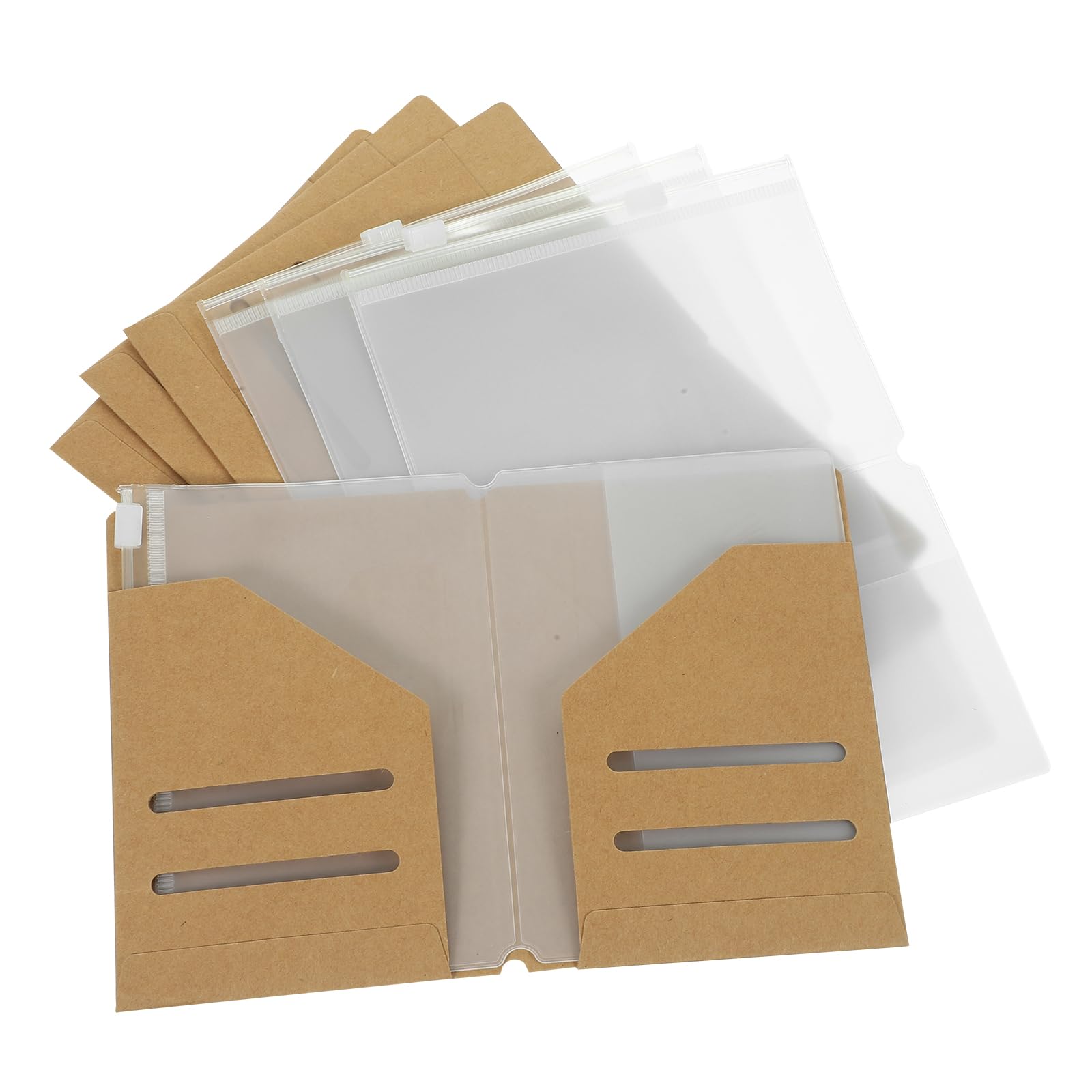 STOBOK 4 Pack Travel Passport Holder Set - Kraft Paper Card Sleeve, File Folder & Transparent Pouch - Durable Travel Accessories for Organizing Documents, Tickets & IDs - Perfect for Airports, Business Trips & Vacation Travel