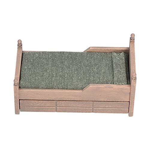 1:12 Scale Dollhouse Bed Miniature Furniture - Realistic Brown Wooden Bed for Dollhouse Decor, DIY Miniature Projects, and Collectible Display