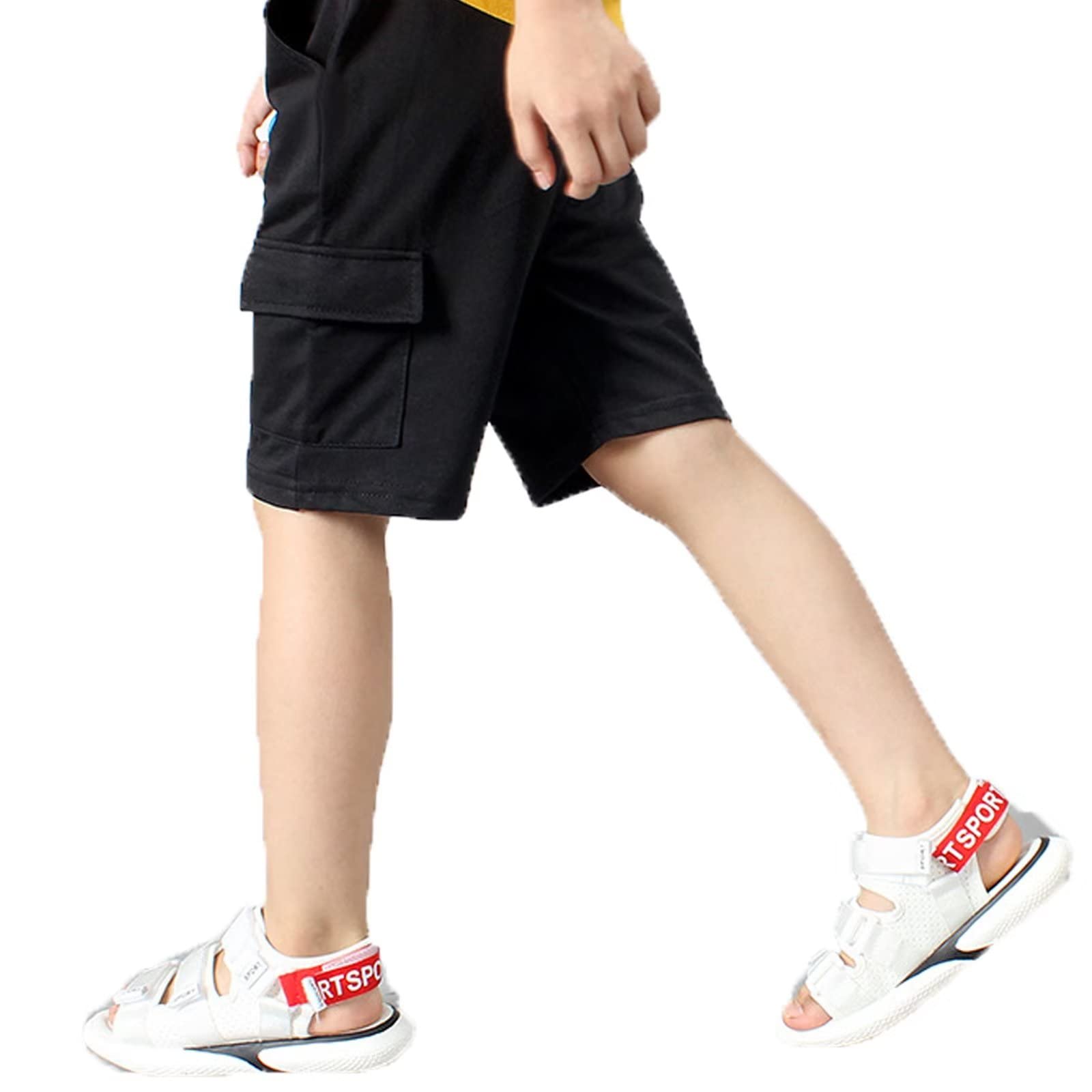 Gavena Boys Cargo Shorts for Toddlers - Adjustable Elastic Waist, Comfortable Jersey Fabric - Perfect for School, Play, and Outdoor Activities