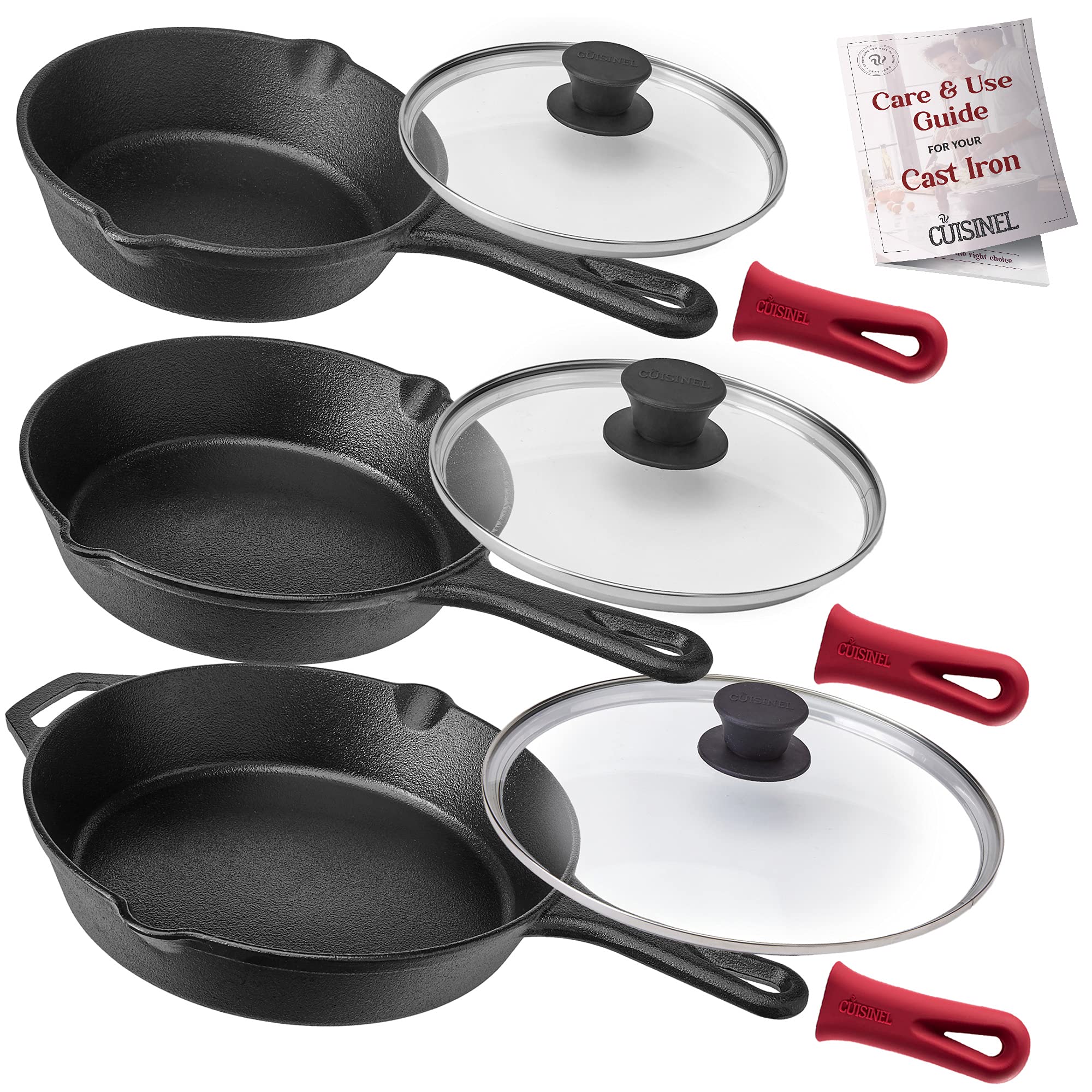 Premium Cast Iron Skillet Set - 6