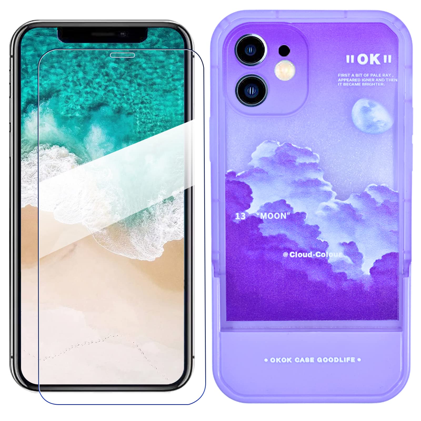Premium Shockproof Silicone Phone Case for iPhone 11 with Tempered Glass Screen Protector - Purple, 6.1 Inch | Slim Protective Cover Compatible with iPhone 11/12/13 Pro Max/XS | Perfect for Everyday Use, Travel & Outdoor Activities