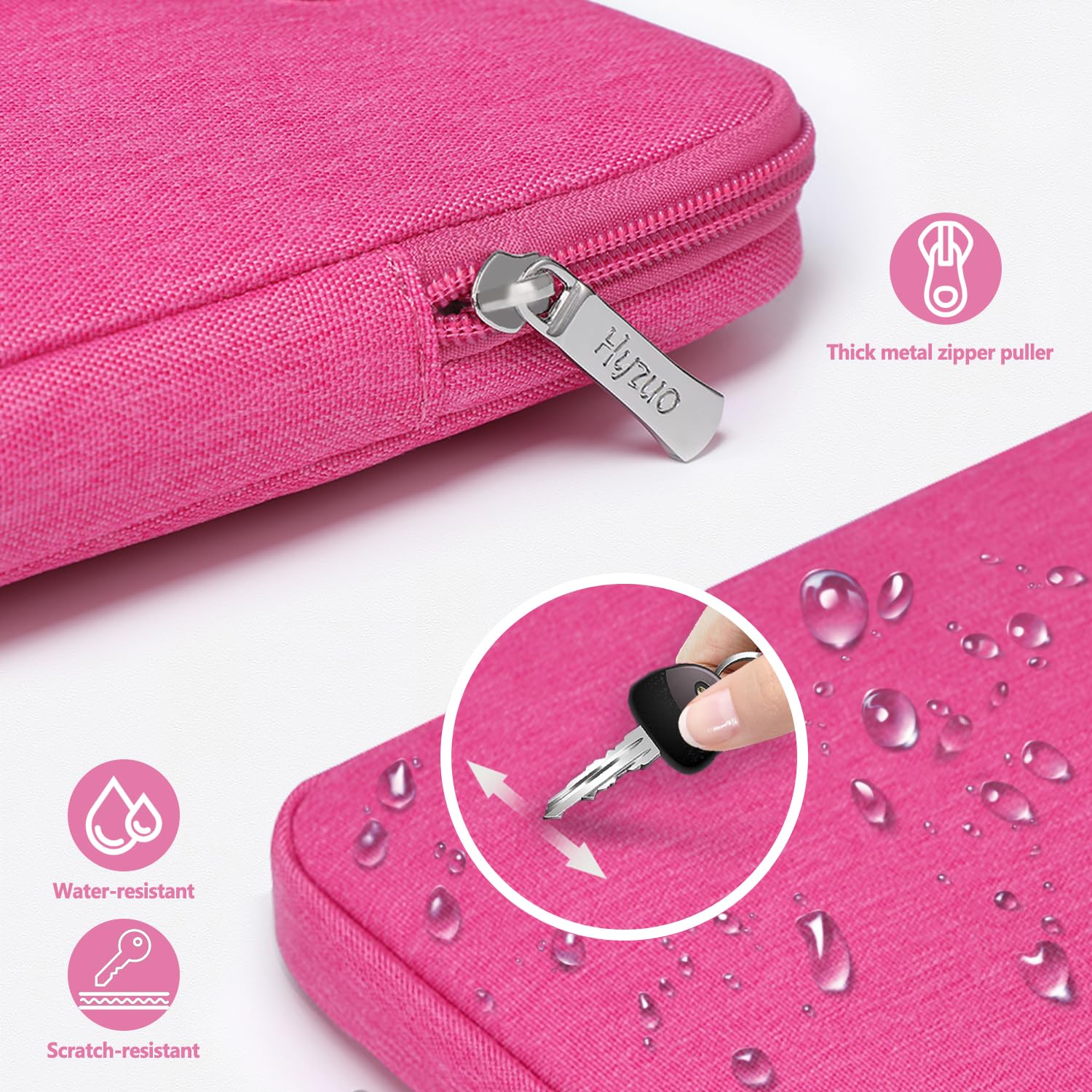 Premium 14-15 Inch Laptop Sleeve Bag Set for MacBook Air 15 M3/M2 & MacBook Pro 15 | Protective Case for Dell XPS 15, HP, Lenovo, Asus, Acer Notebooks | Waterproof & Shockproof | Rose Red | Perfect for Work, Travel & School