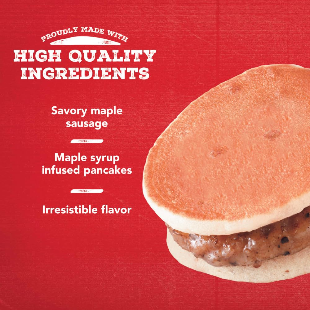 Jimmy Dean Snack Size Maple Pancake & Sausage Sandwiches - 10 Count Frozen Breakfast Sandwiches | Quick & Easy Morning Meal, On-the-Go Snack, Office Breakfast