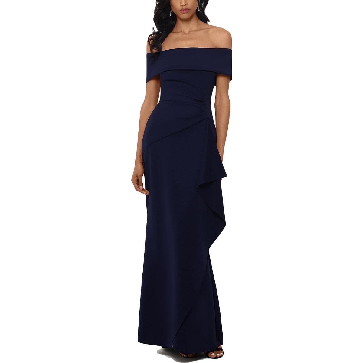Xscape Women's Ruffled Wrap Formal Dress - Elegant Evening Gown for Prom, Wedding & Special Occasions