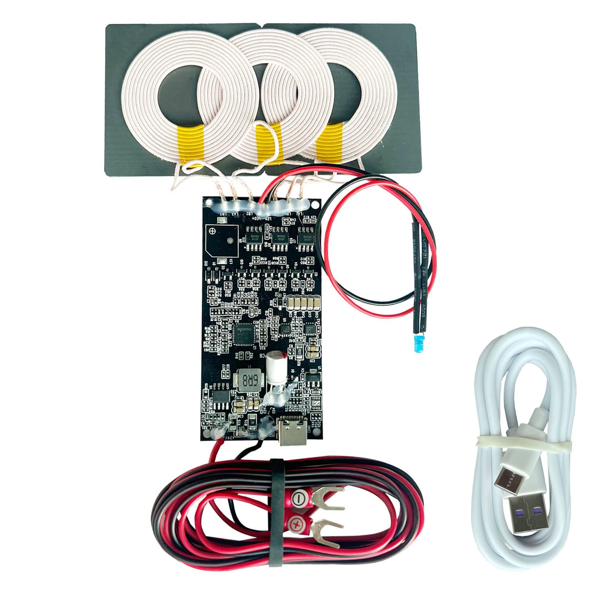 15W High Power 3-Coil Wireless Charger Circuit Board - 12-24V Input for DIY Car, Truck & RV Wireless Charging | Perfect for On-the-Go Charging in Vehicles & Mobile Workspaces