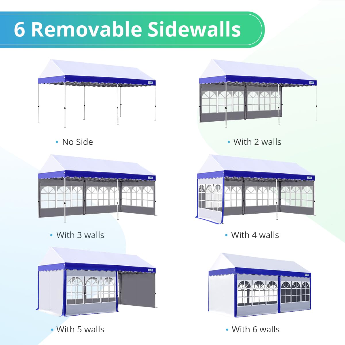 Quictent Heavy Duty 10'x20' Pop Up Canopy Tent with 6 Sidewalls - Commercial Grade Waterproof Outdoor Party Shelter for Weddings, Events, Markets - Includes 6 Sand Bags (White) | Perfect for Outdoor Gatherings, Trade Shows & Backyard Parties