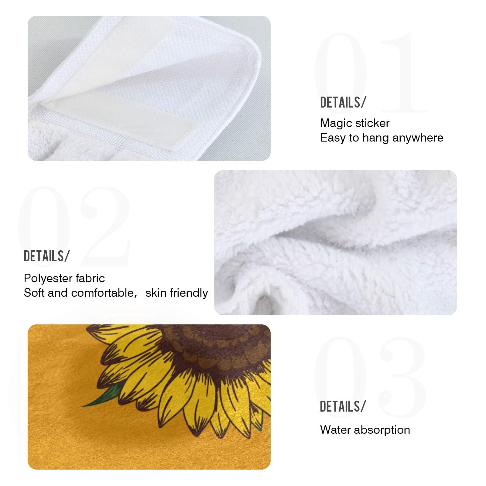 2 Pack Sunflower Microfiber Kitchen Towels with Hanging Loop - Soft Absorbent Hand Towels for Bathroom, Kitchen & Powder Room - Rustic Floral Decor with Valentine Quotes - Perfect for Spring Decor, Dish Drying & Oven Use