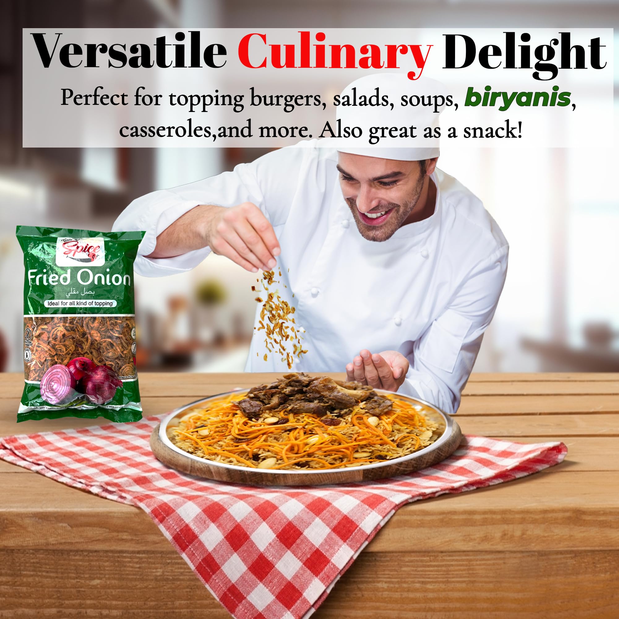Original Crispy Fried Onions - Gluten Free Crunchy Onion Toppings for Salads, Burgers & Casseroles - 14 Oz (Pack of 1) - Fresh Gourmet French Fried Onions for Soups, Baked Potatoes & Green Bean Casserole
