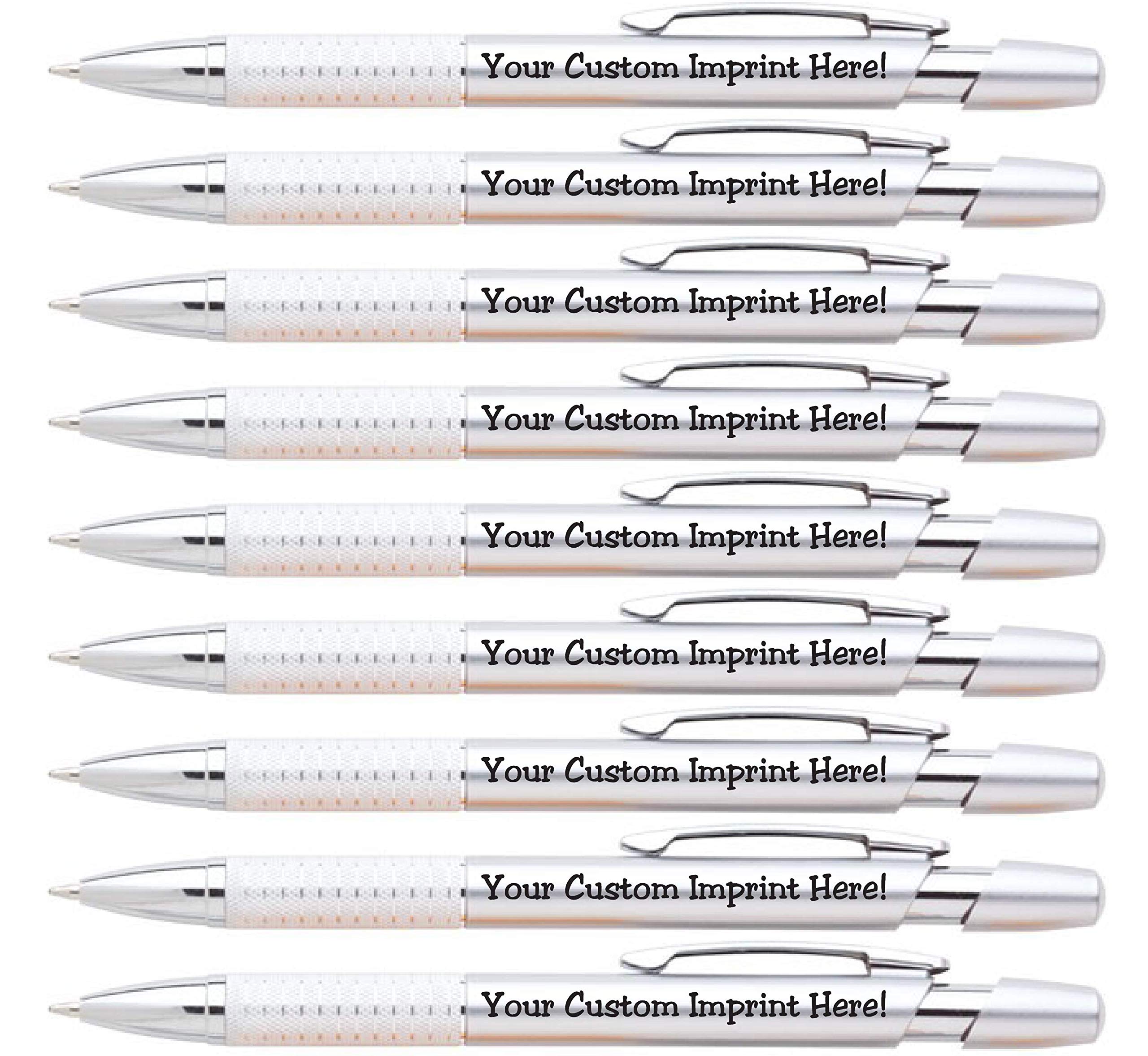 Custom Personalized Ballpoint Pens with Click Action - Black Ink, Full Color Printed Name/Logo/Text - FREE Personalization - 12 Pack (Silver) - Ideal for Corporate Gifts, Promotions, and Office Supplies