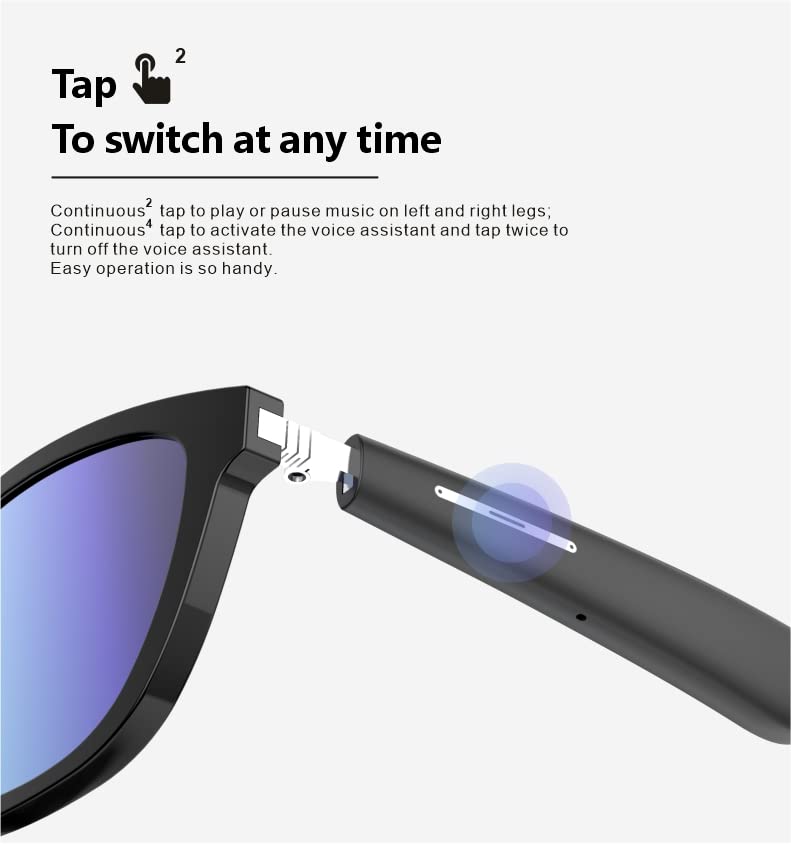 Smart Glasses with Auto On/Off | Blue & Yellow Interchangeable Frames | Open Ear Bluetooth Audio for Music, Calls & Voice Assistant | Perfect for Running, Cycling & Outdoor Activities
