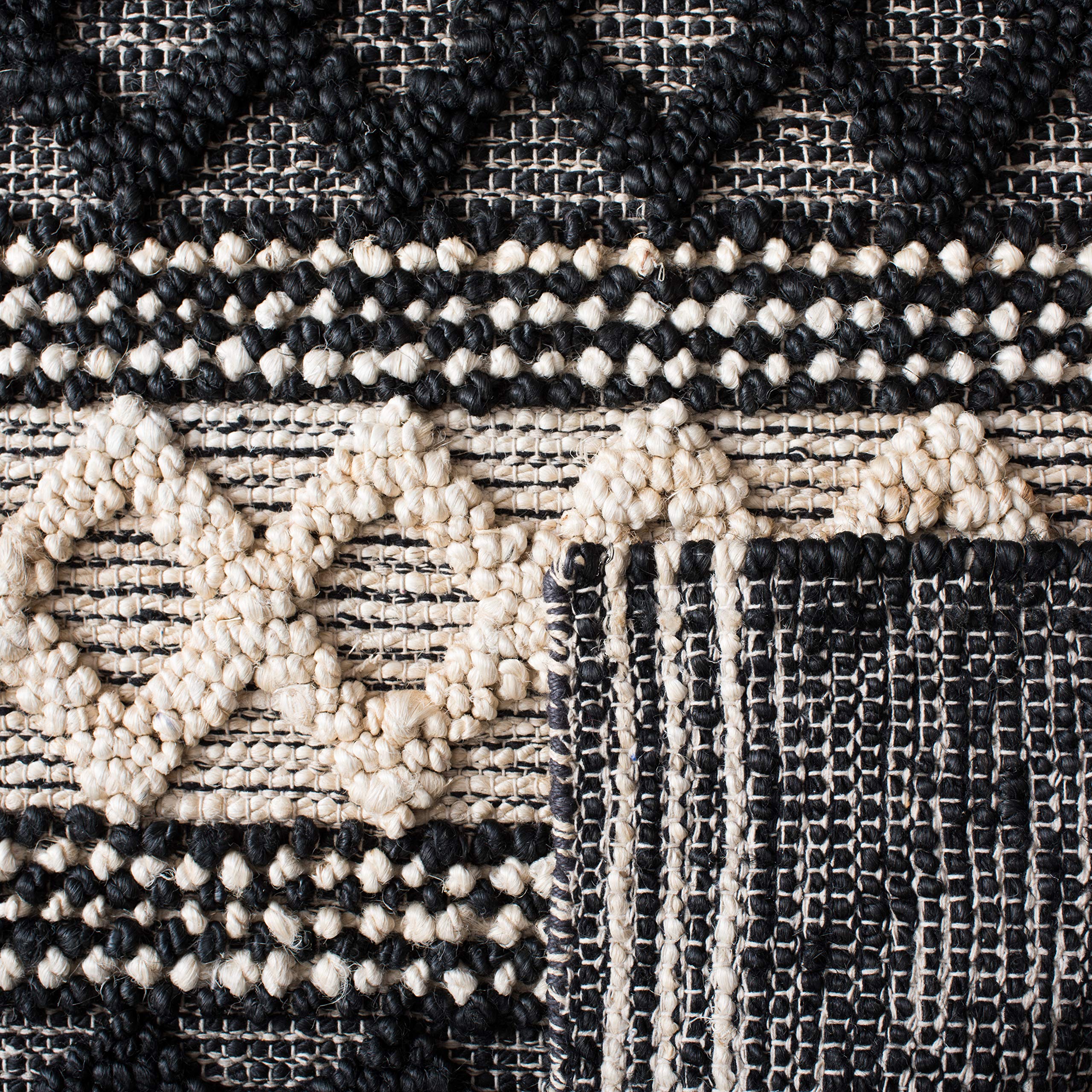 SAFAVIEH Handmade Boho Moroccan Tribal Jute Rug 4' x 6' - Natural Fiber Collection in Black & Ivory | Non-Slip Accent Rug for High Traffic Areas | Perfect for Entryway, Living Room, Bedroom & Boho Decor (NF568Z)