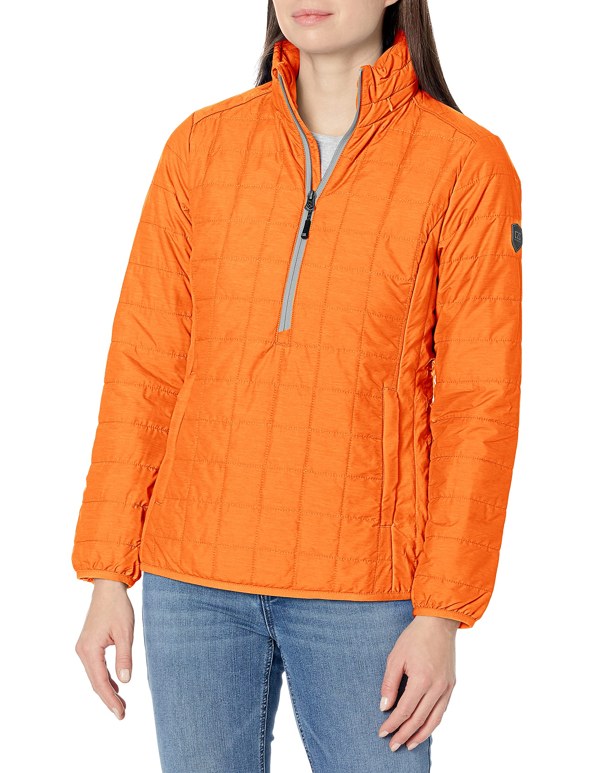 Cutter & Buck Women's Rainier Half Zip Popover Pullover - Lightweight Water-Resistant Fleece Jacket for Hiking, Running & Outdoor Activities