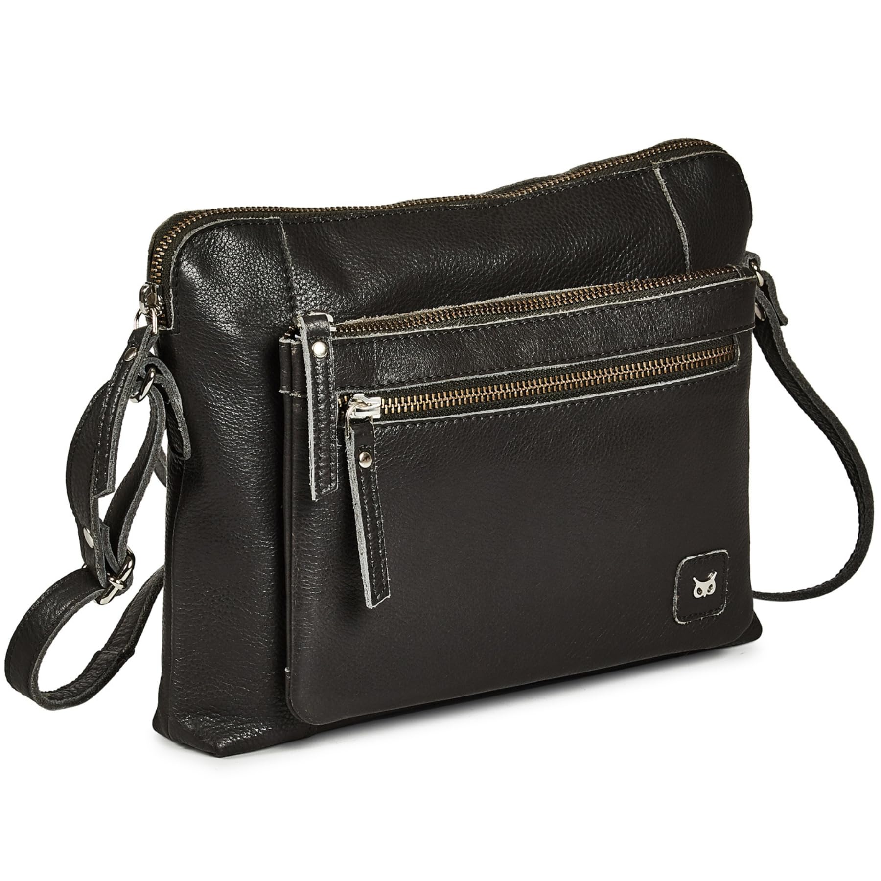 Premium Small Soft Pebbled Real Leather Crossbody Bag for Women - Triple Zip Sling Shoulder Purse with Crossover Strap, Dark Grey Nappa Leather, Perfect Gift for Daily Use, Travel & Work Commute