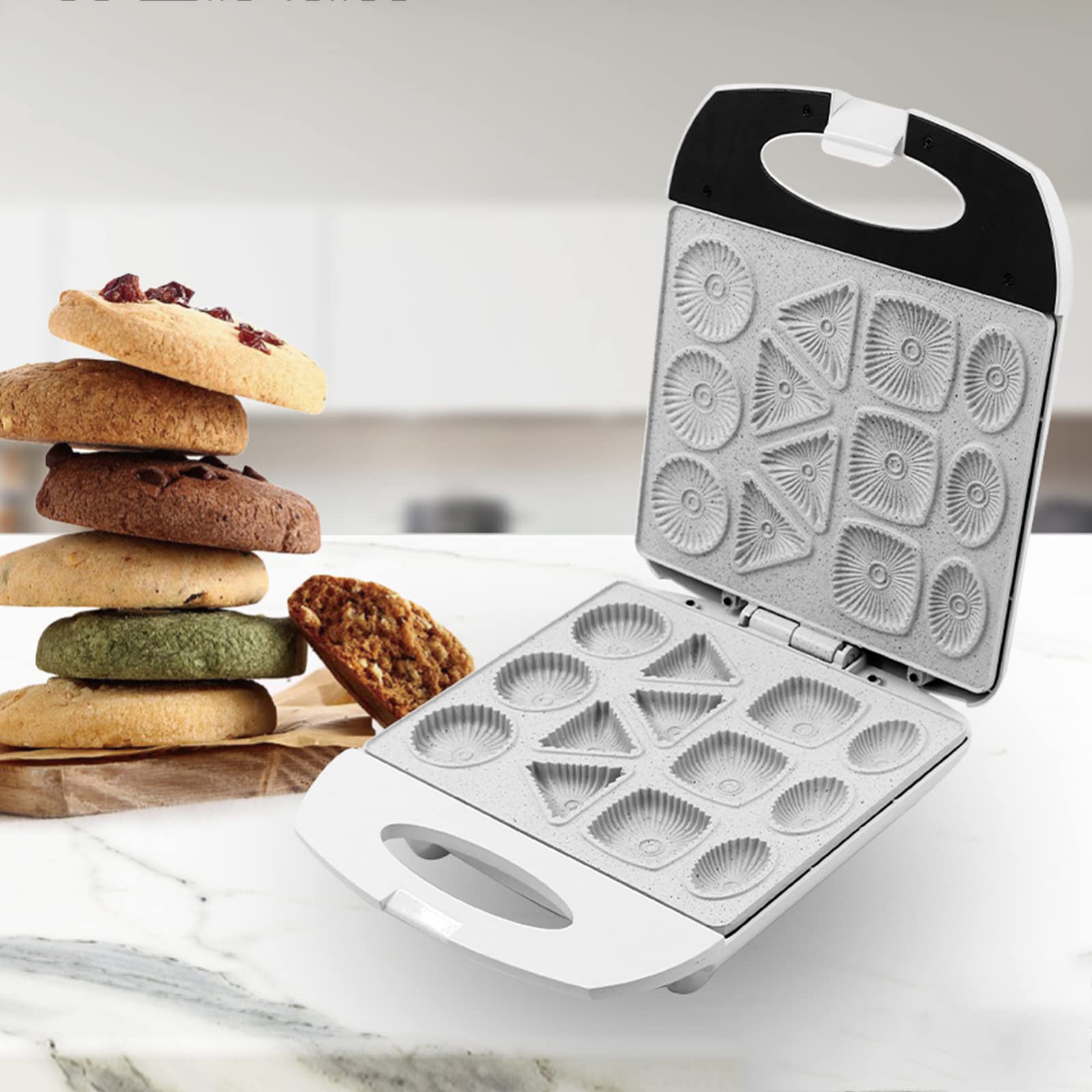 BKWJ Sandwich Maker & Mini Waffle Maker - Double-Sided Heating Non-Stick Panini Press for Breakfast - Perfect for Making Grilled Cheese, Waffles, Pancakes & Biscuits at Home, Office or Camping