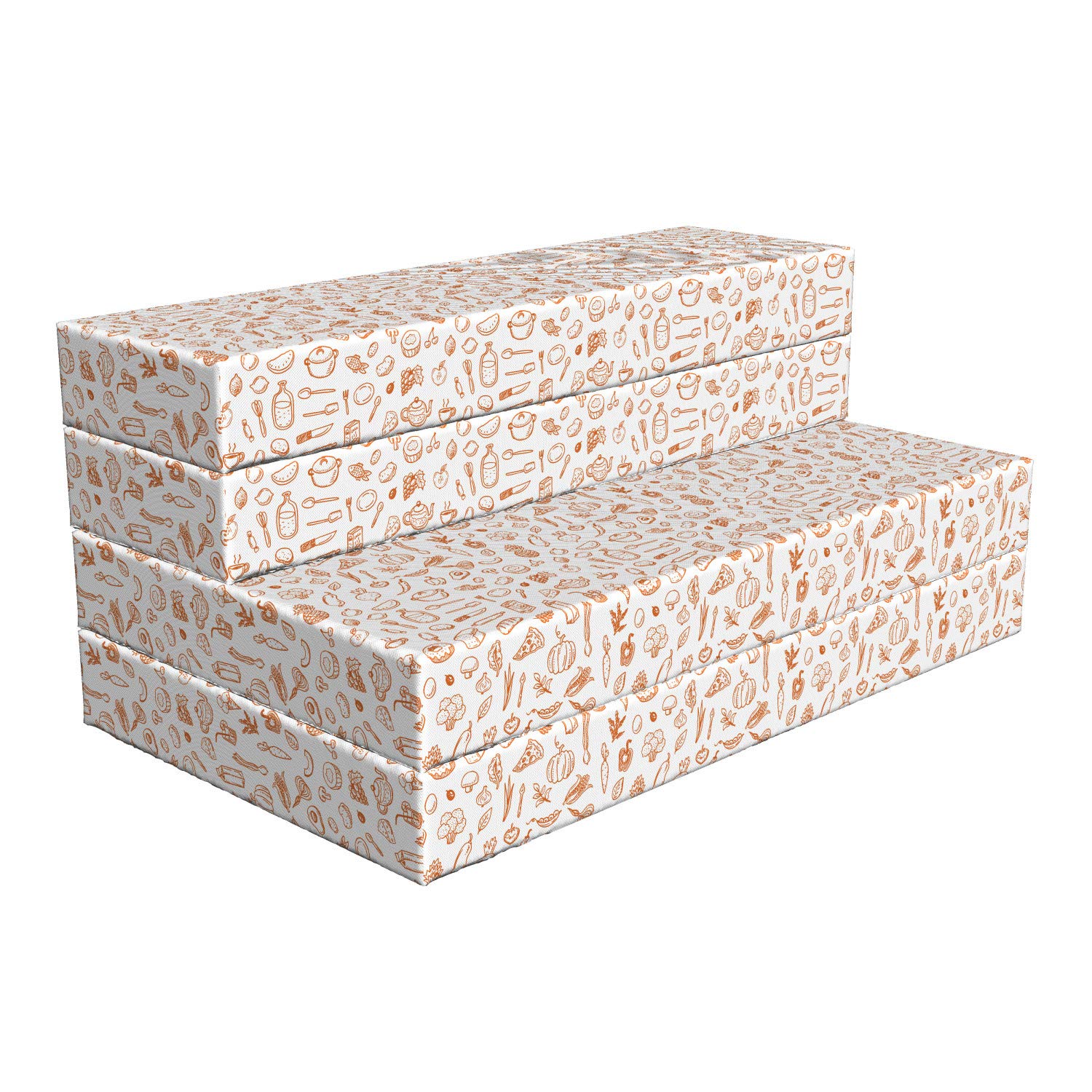 Ambesonne Food Art Foldable Mattress - Rolling Pin Whisk Lemon Print, 78.7 x 47.2 Inches, Burnt Orange & White - Perfect for Guest Beds, Dorm Rooms & Small Spaces